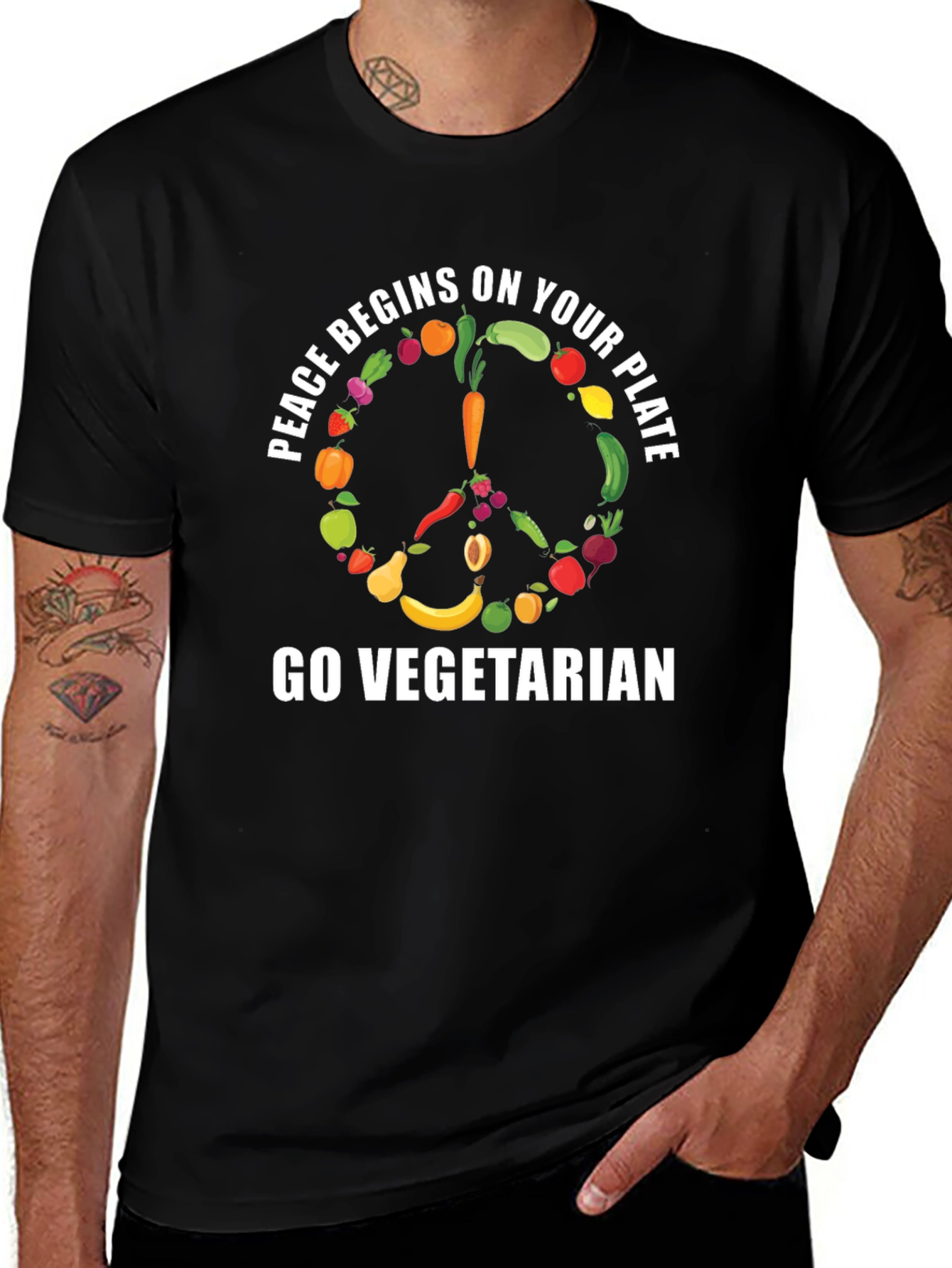 Peace Begins on Your Plate Vegetarian T-Shirt