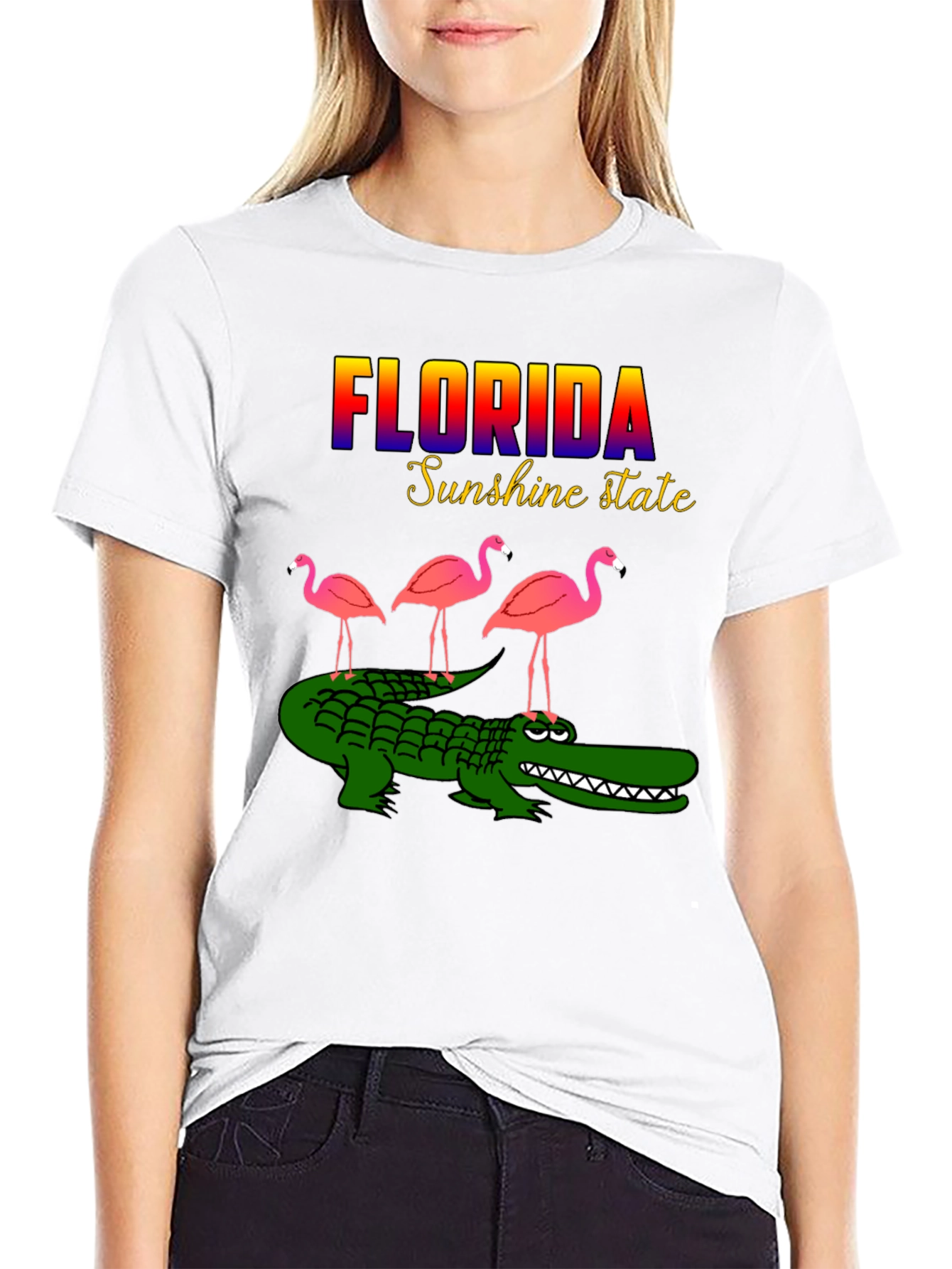 Florida Alligator & Flamingo Graphic T-Shirt