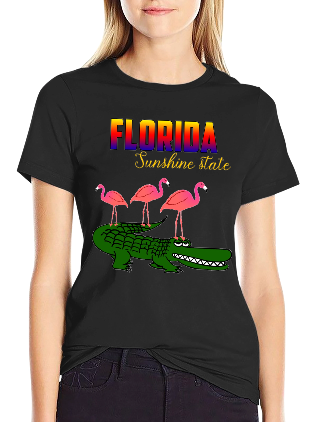 Florida Alligator & Flamingo Graphic T-Shirt