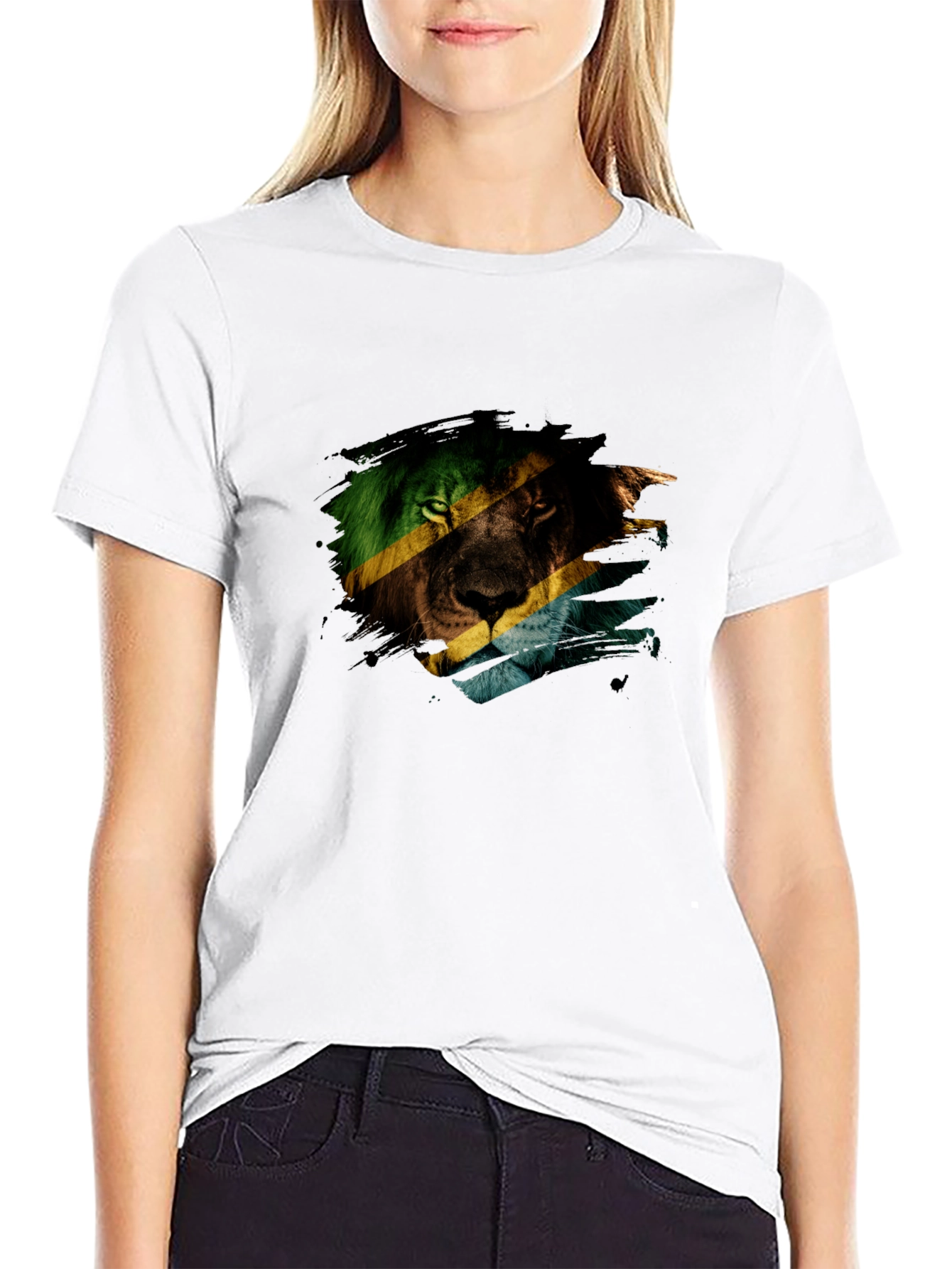 Tanzania Lion Graphic Tee - Black Cotton Blend