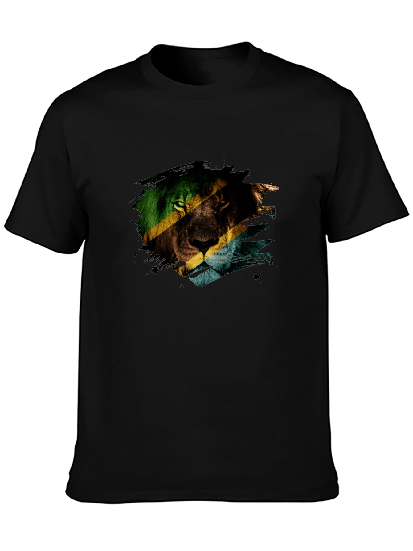 Tanzania Lion Graphic Tee - Black Cotton Blend