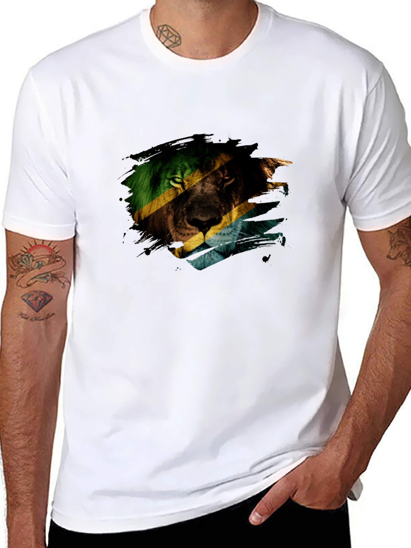Tanzania Lion Graphic Tee - Black Cotton Blend