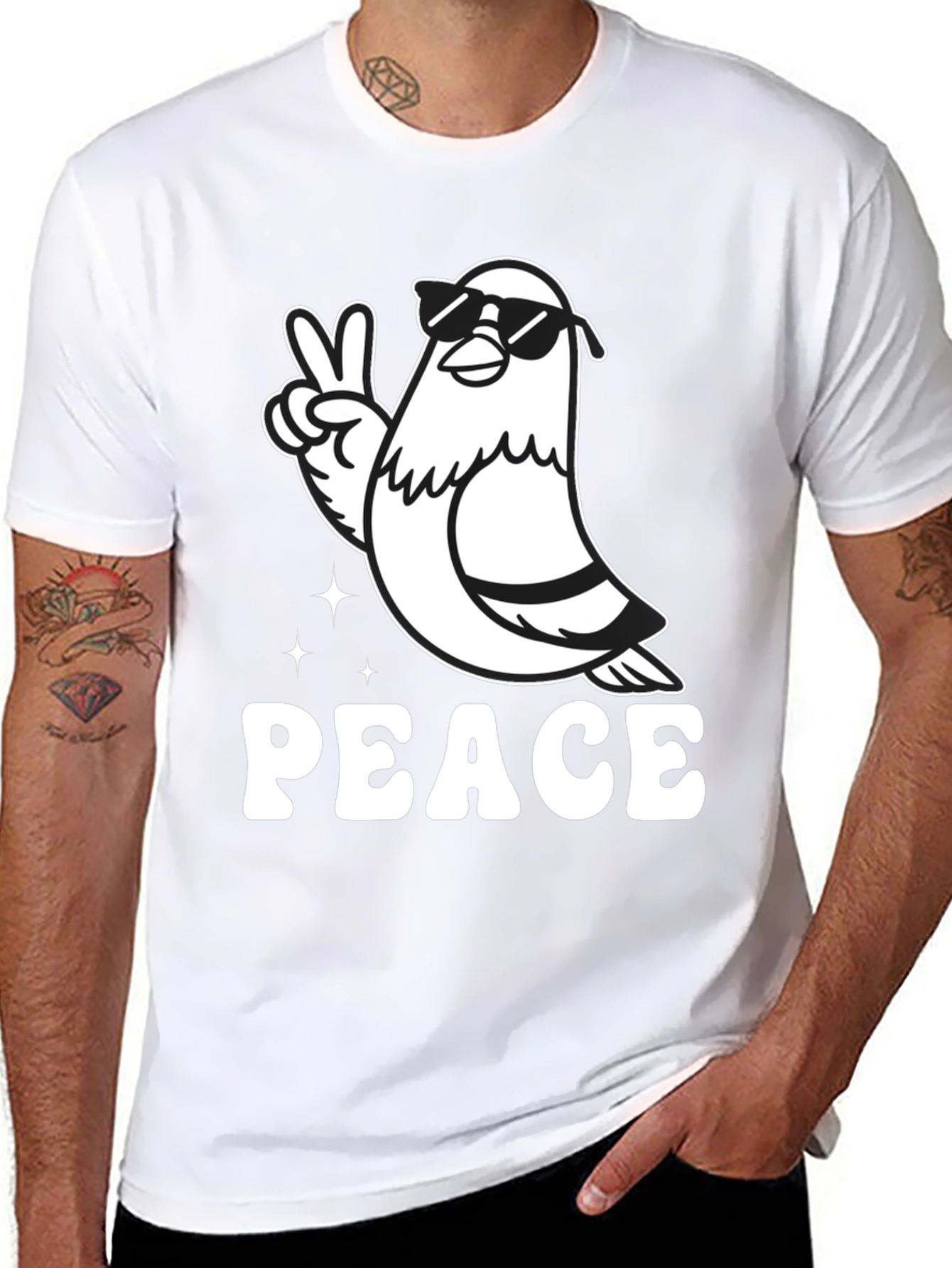 Peace Pigeon T-Shirt - Funny Bird Graphic Tee