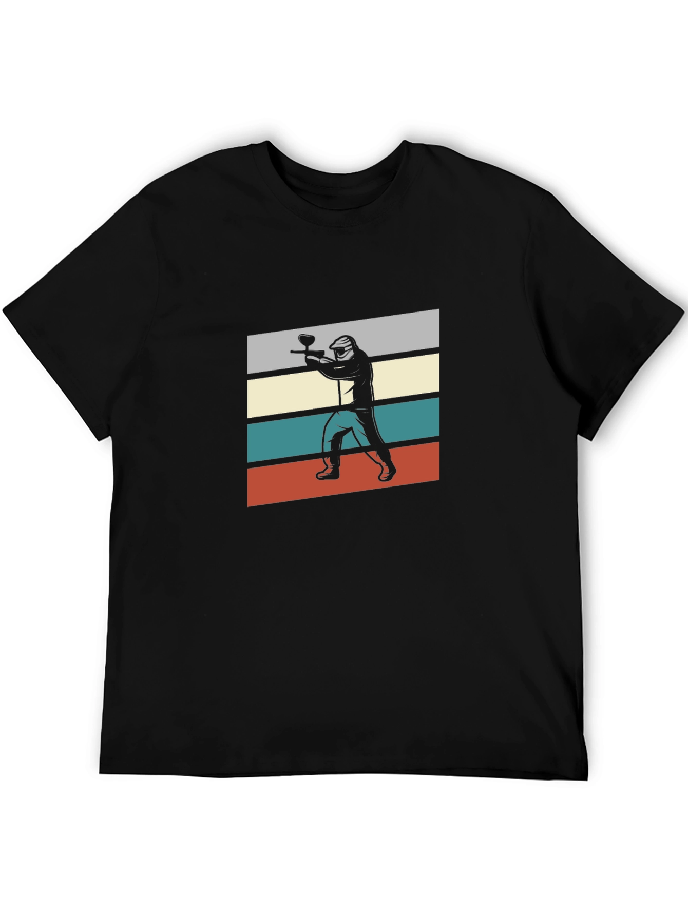Paintball Player Graphic Tee - Black Cotton T-Shirt
