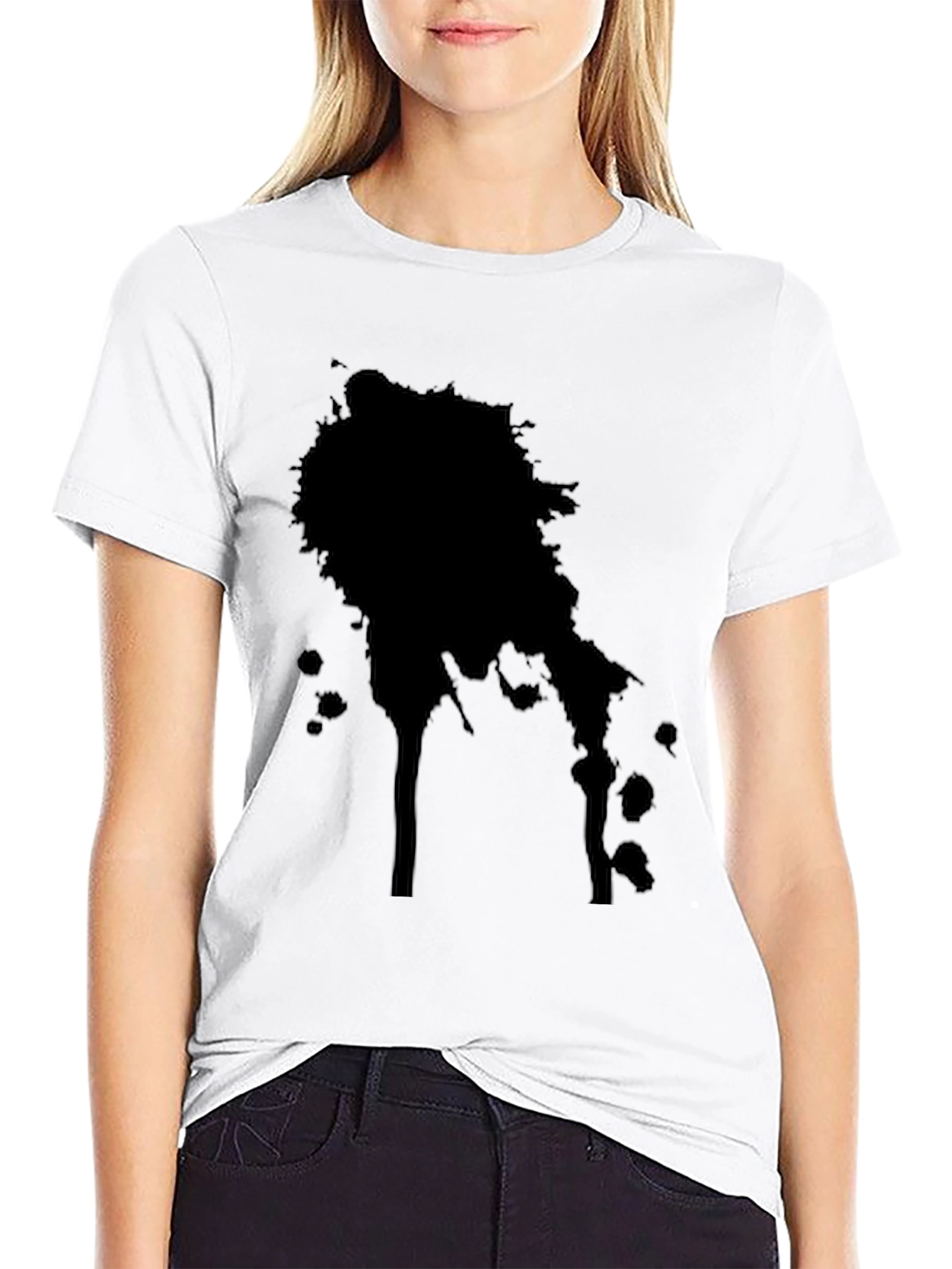 Mens Black T-Shirt with Ink Splatter Design