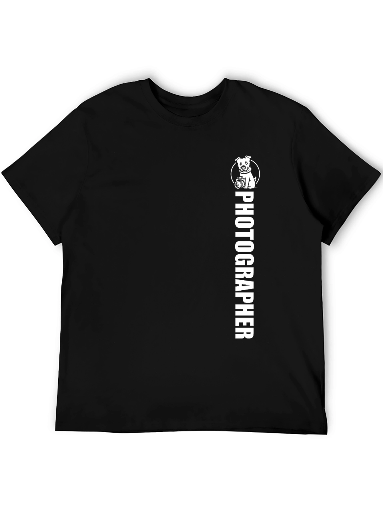 Photographer Dog Graphic Black T-Shirt