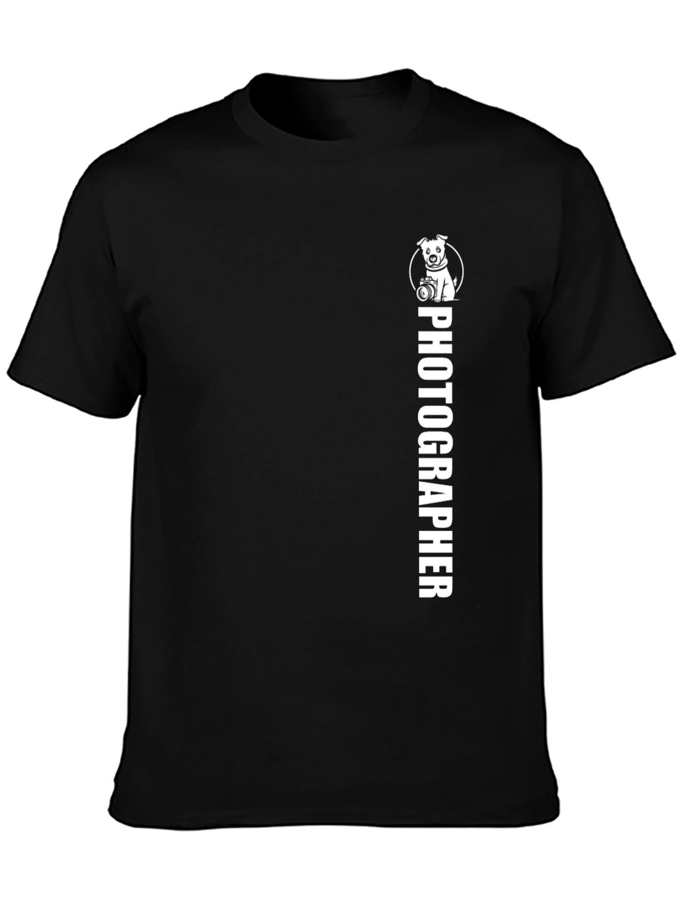 Photographer Dog Graphic Black T-Shirt