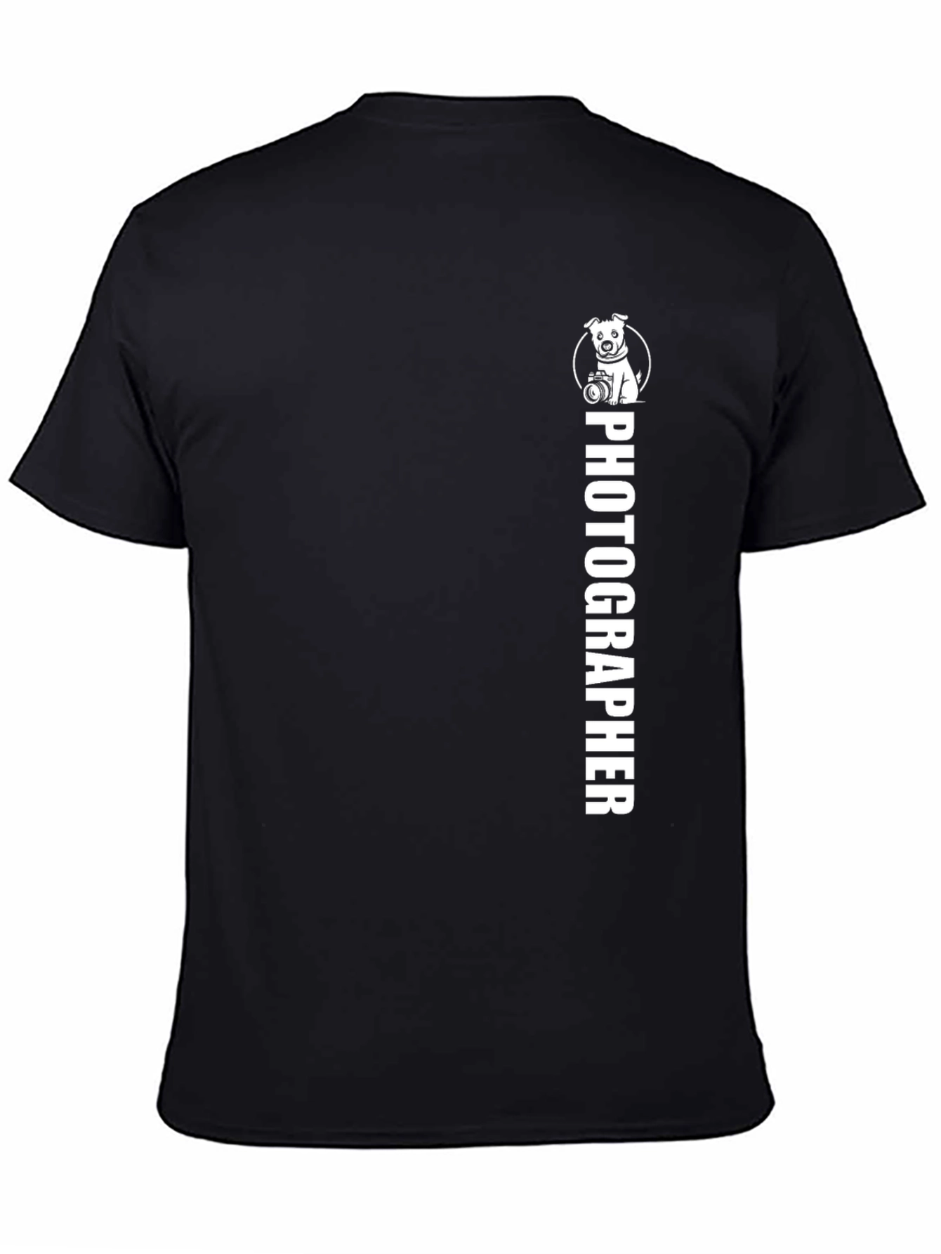 Photographer Dog Graphic Black T-Shirt