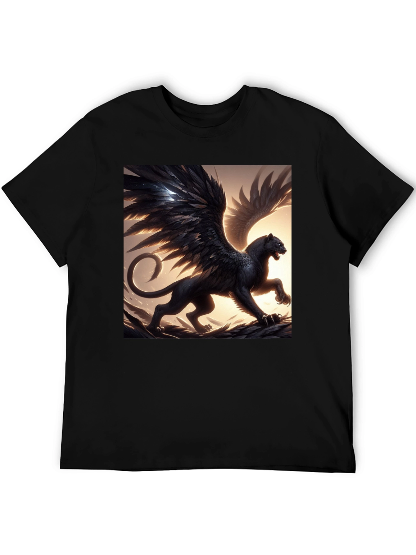 Winged Panther Graphic Tee - Black Cotton Comfort