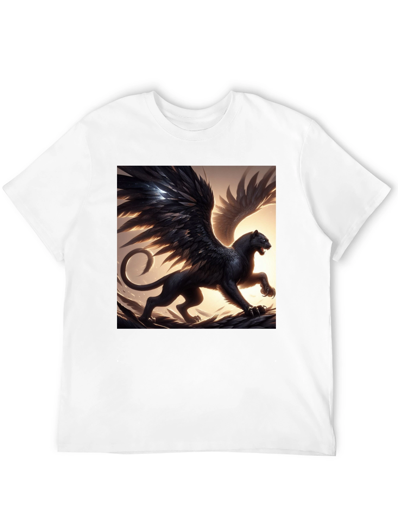 Winged Panther Graphic Tee - Black Cotton Comfort