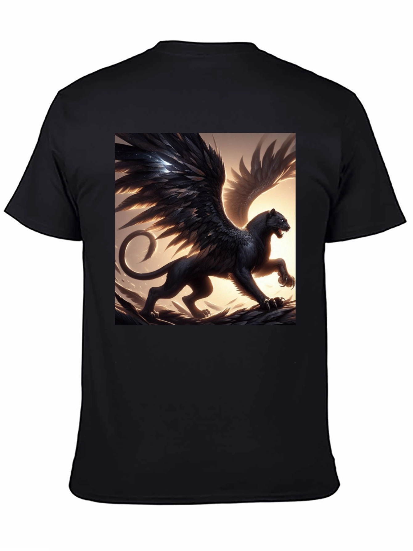 Winged Panther Graphic Tee - Black Cotton Comfort