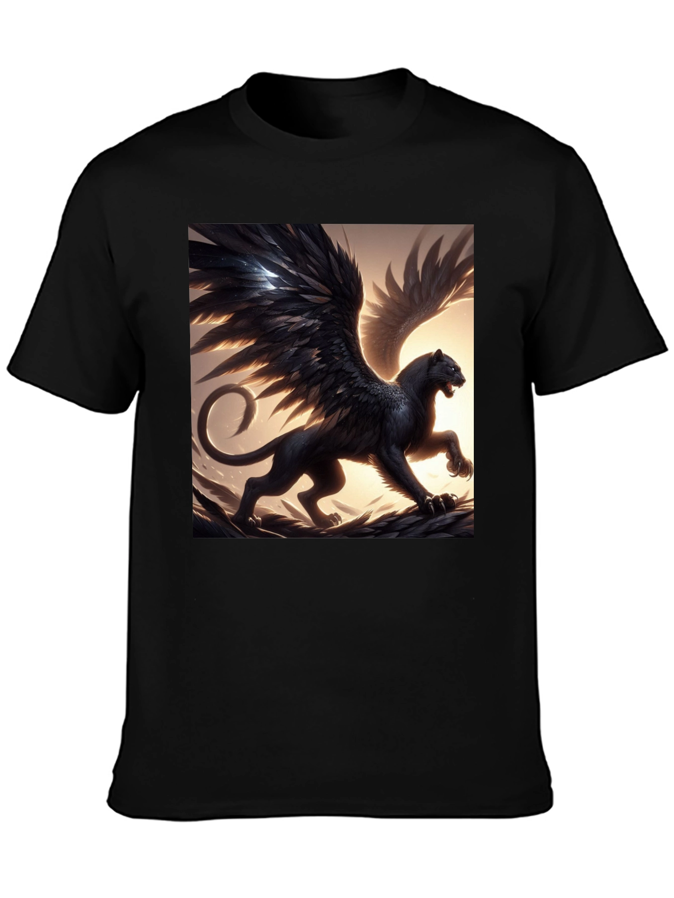 Winged Panther Graphic Tee - Black Cotton Comfort