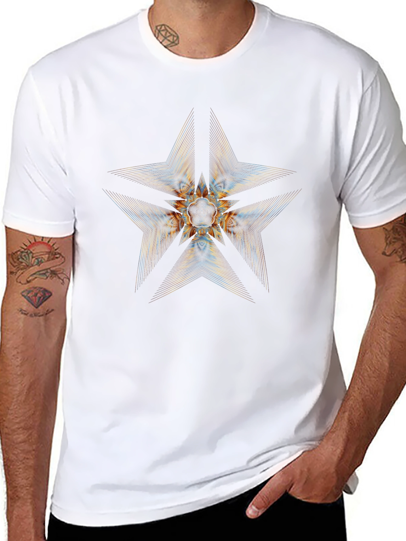 Abstract Star Graphic Black T-Shirt