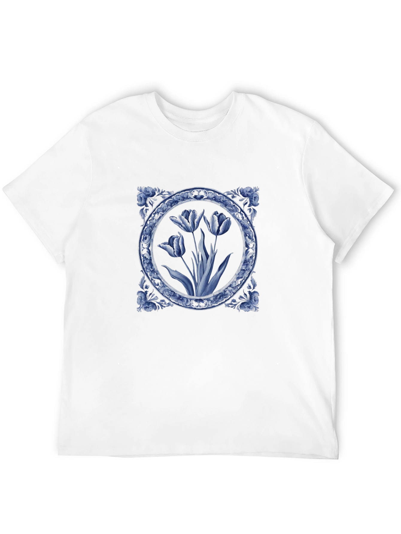 Blue Delft Floral Print T-Shirt