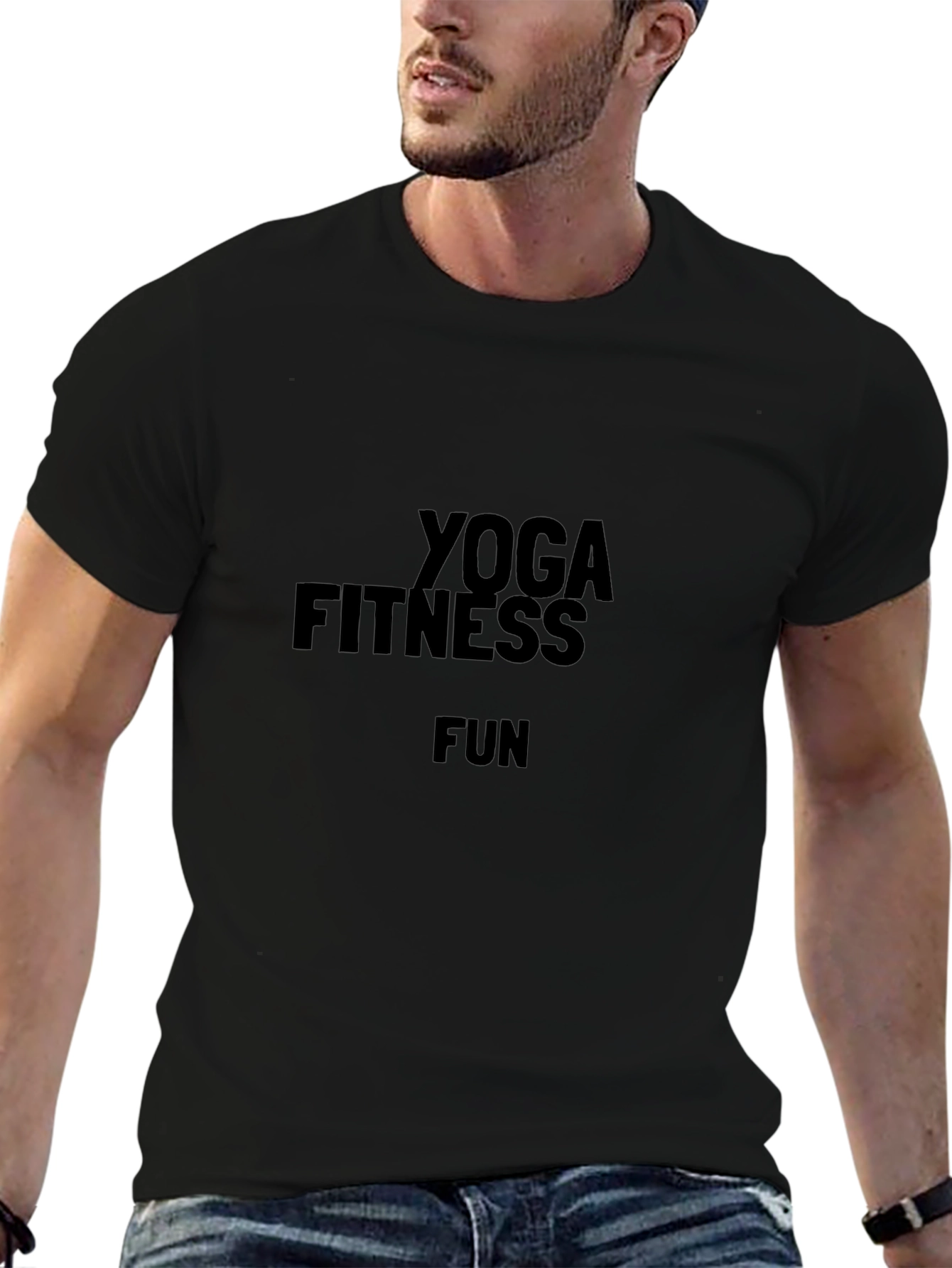 Yoga Fitness Fun Black Graphic Tee