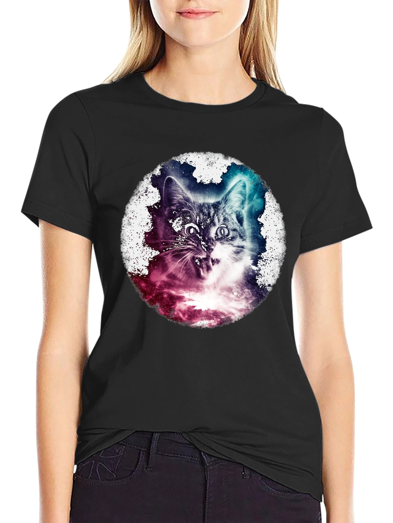 Cosmic Cat T-Shirt - Galaxy Feline Tee