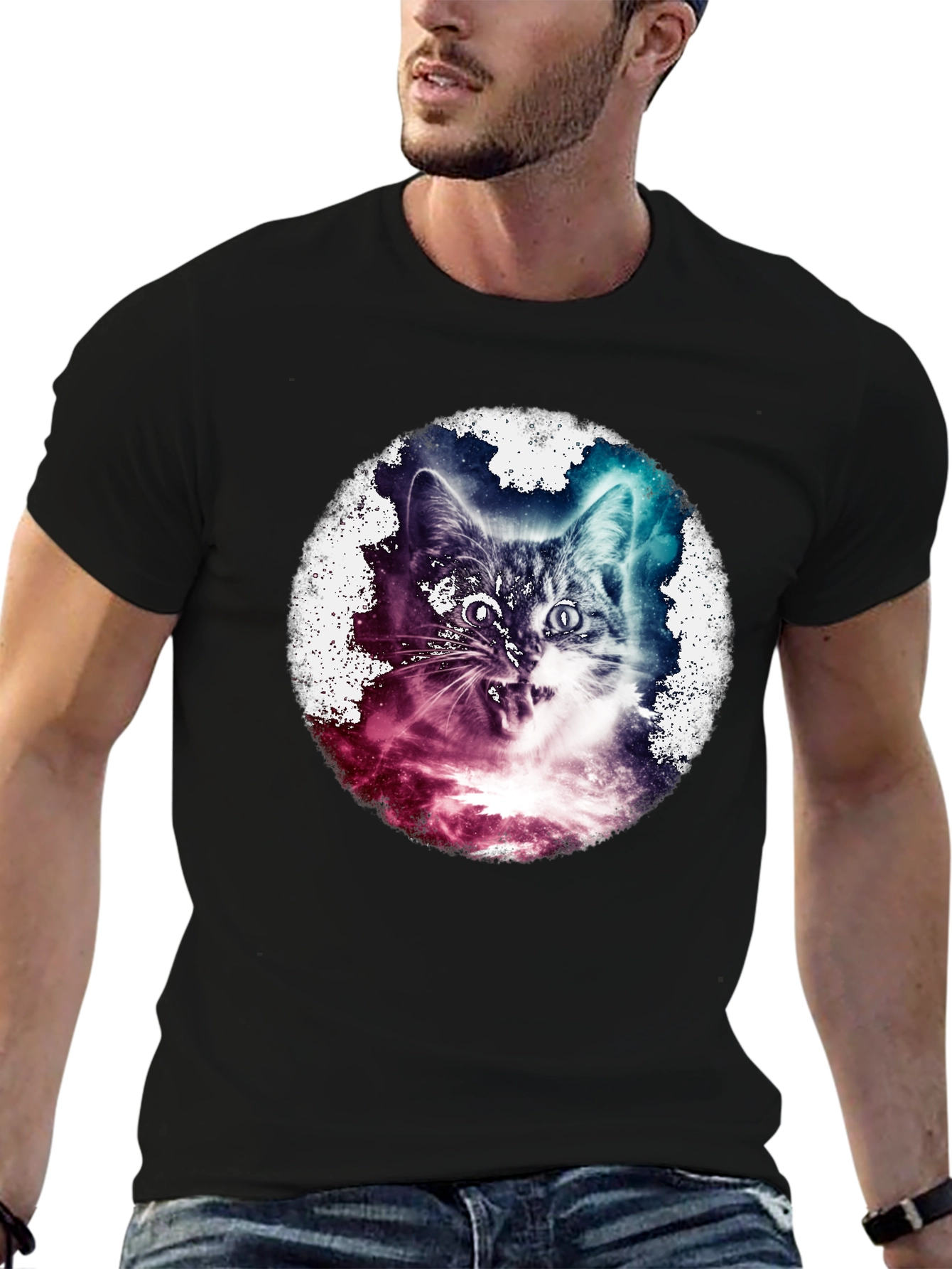 Cosmic Cat T-Shirt - Galaxy Feline Tee