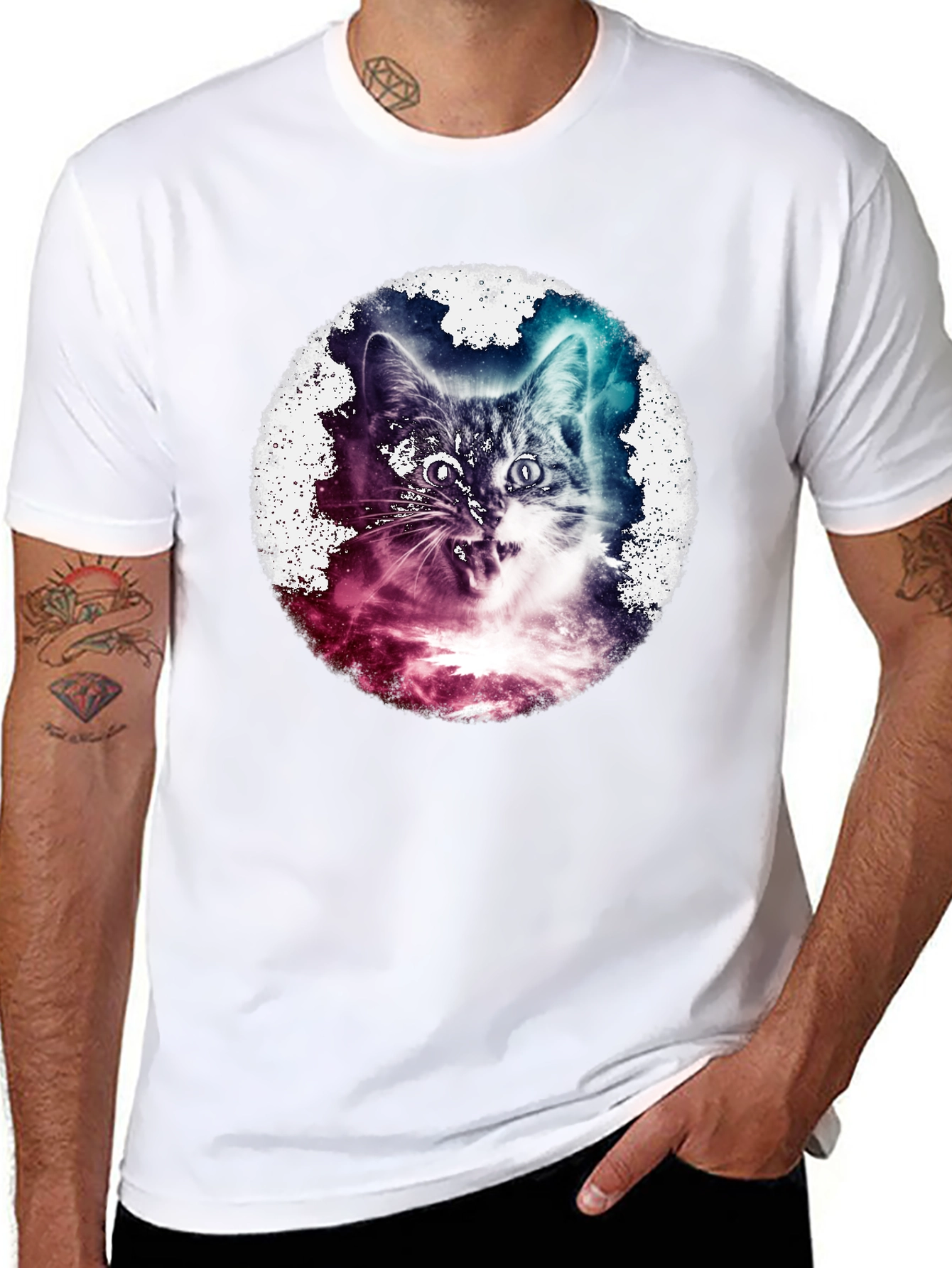 Cosmic Cat T-Shirt - Galaxy Feline Tee