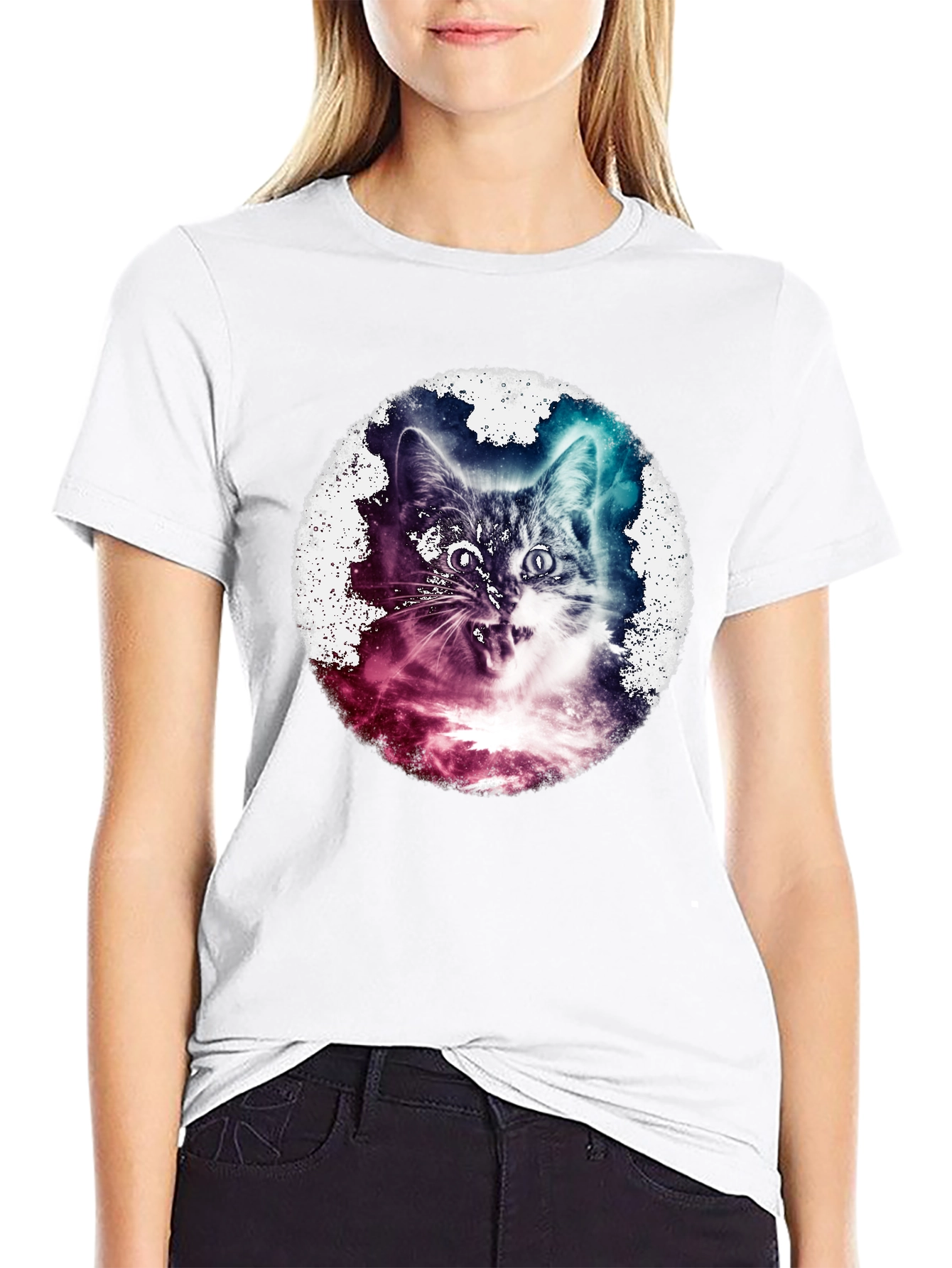 Cosmic Cat T-Shirt - Galaxy Feline Tee