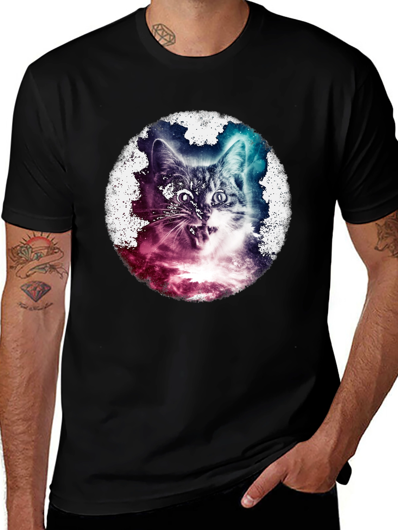 Cosmic Cat T-Shirt - Galaxy Feline Tee