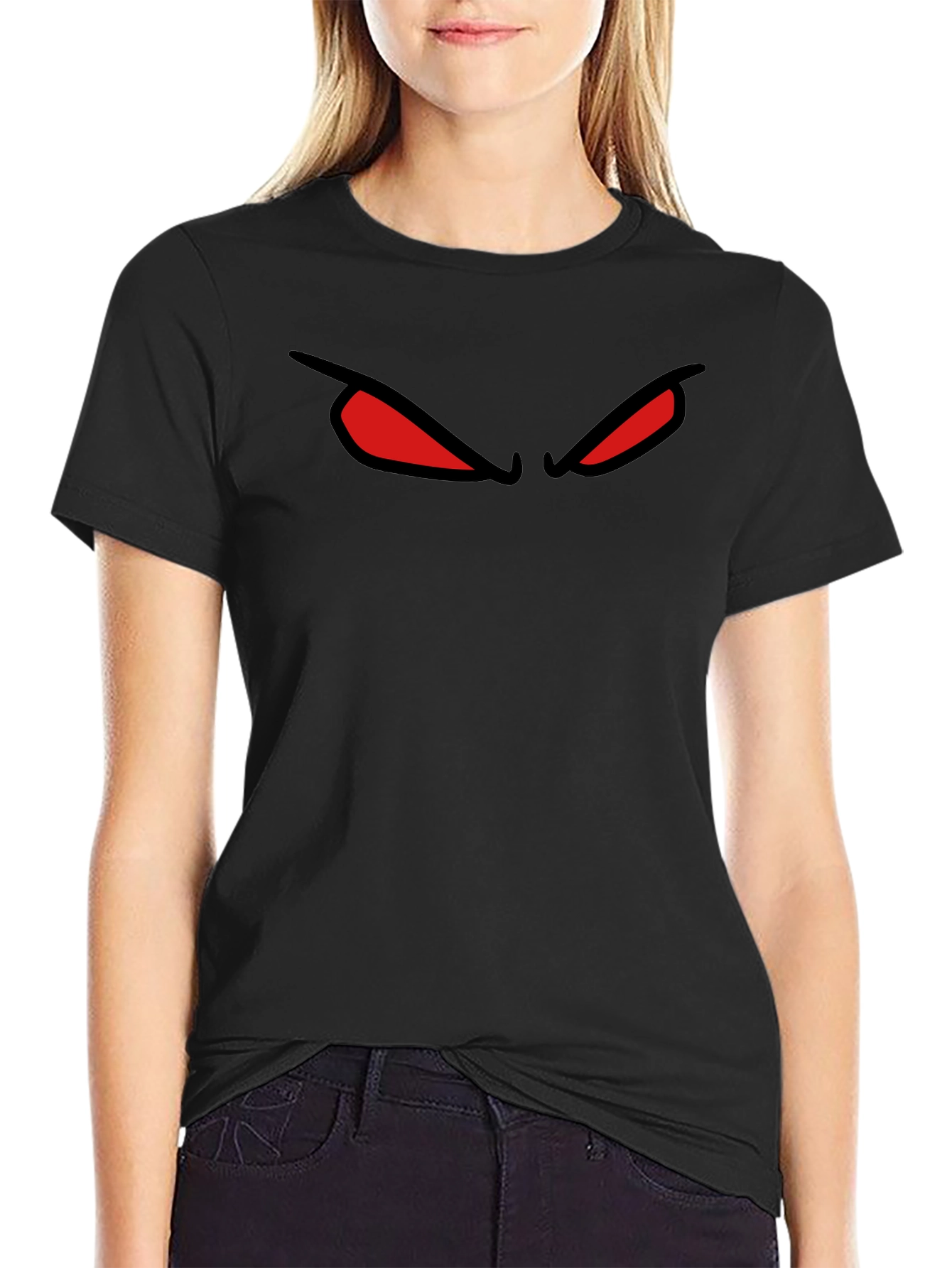 Mens Black T-Shirt with Red Eyes Design