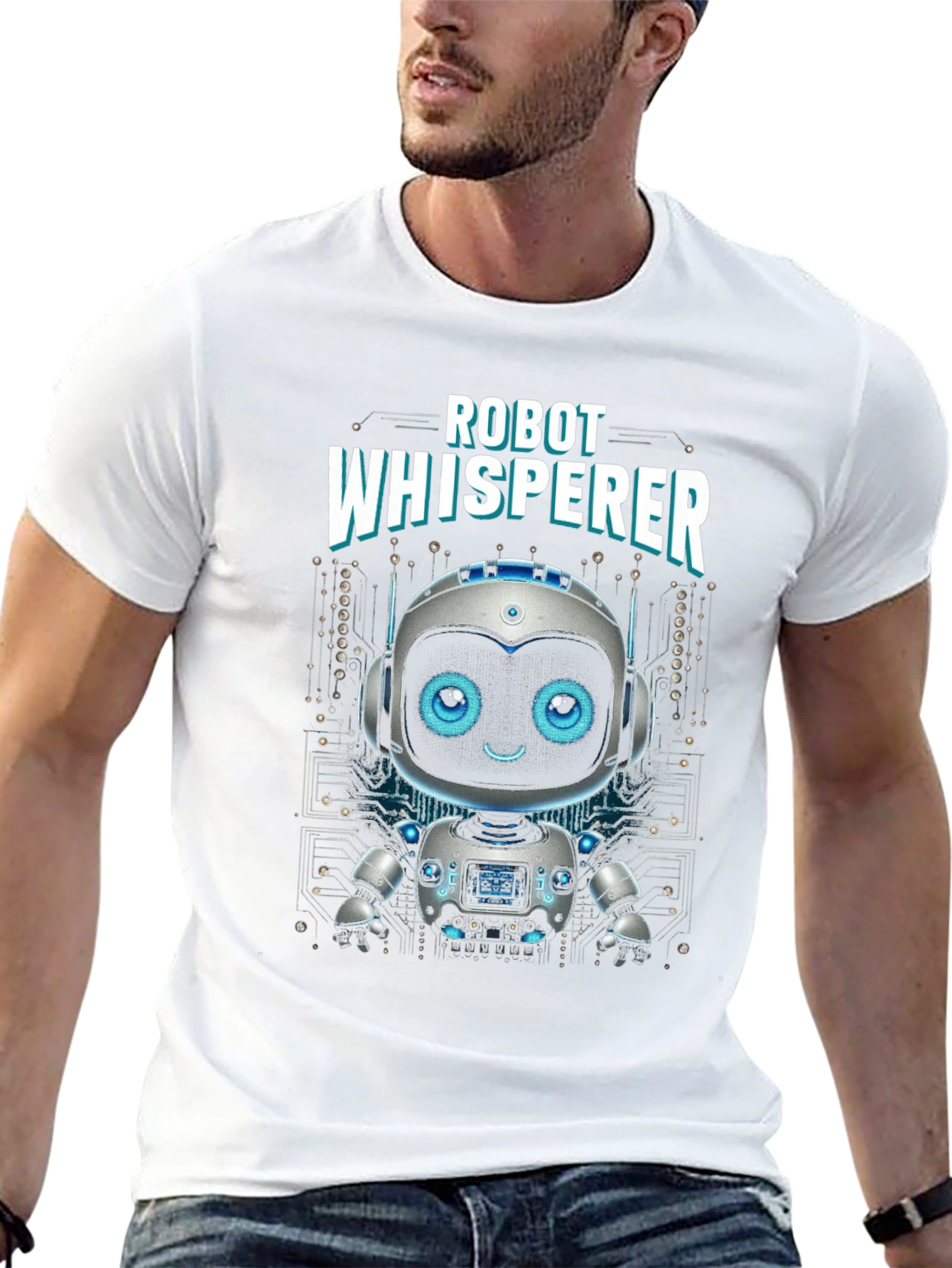 Robot Whisperer Graphic Tee - AI Humor Shirt