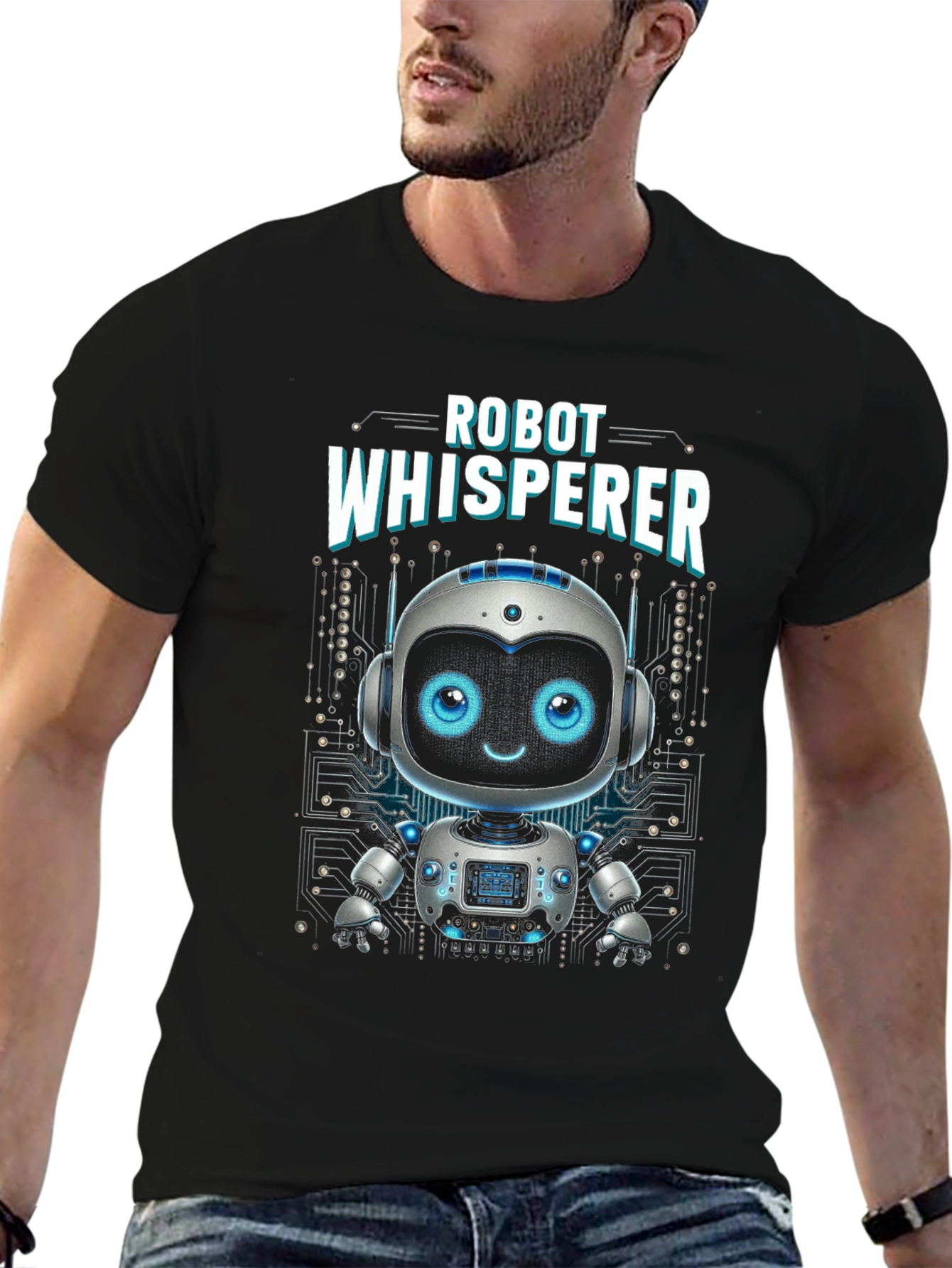Robot Whisperer Graphic Tee - AI Humor Shirt