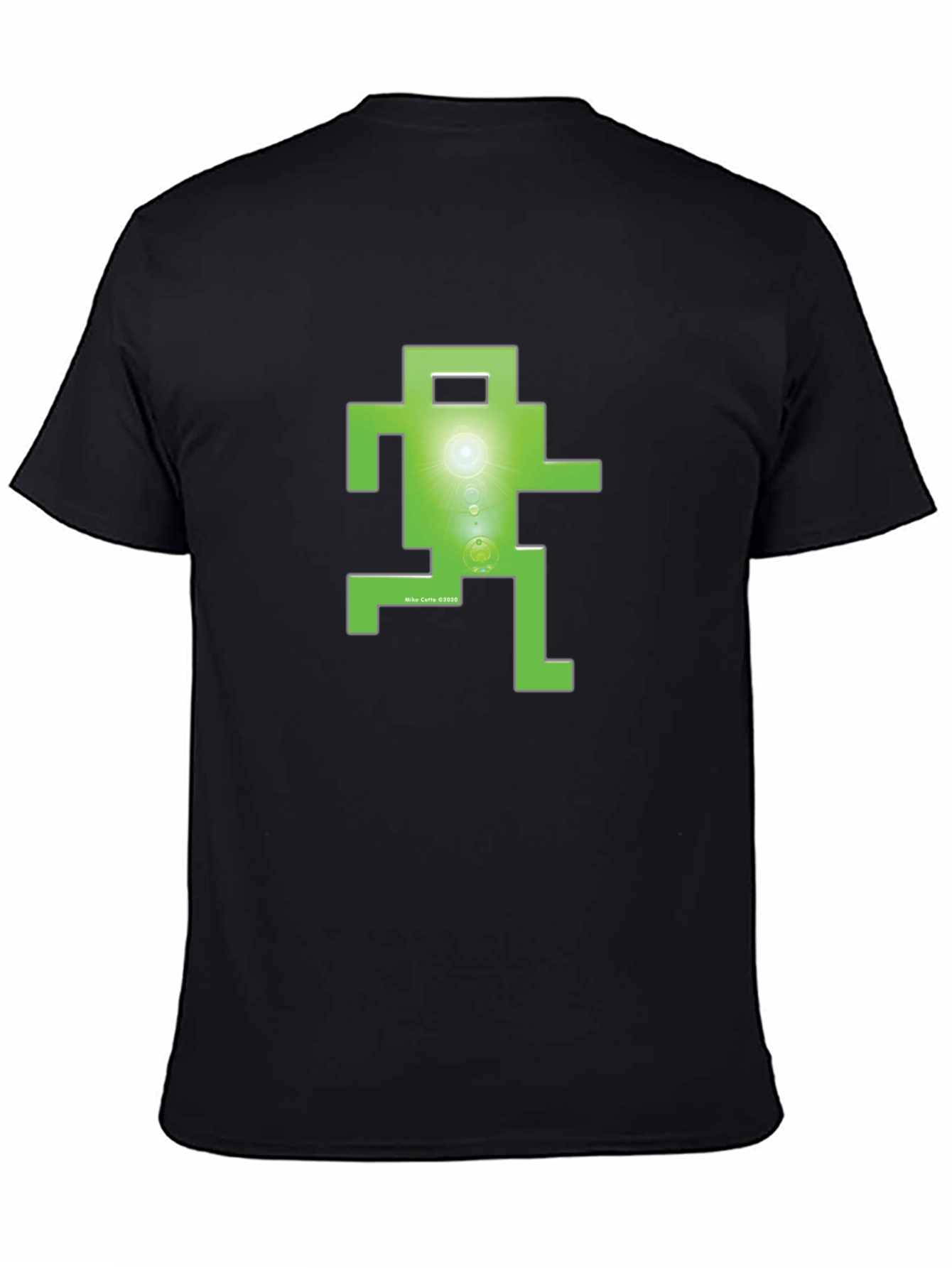 Retro Green Pixel Figure T-Shirt - Classic Gaming Style