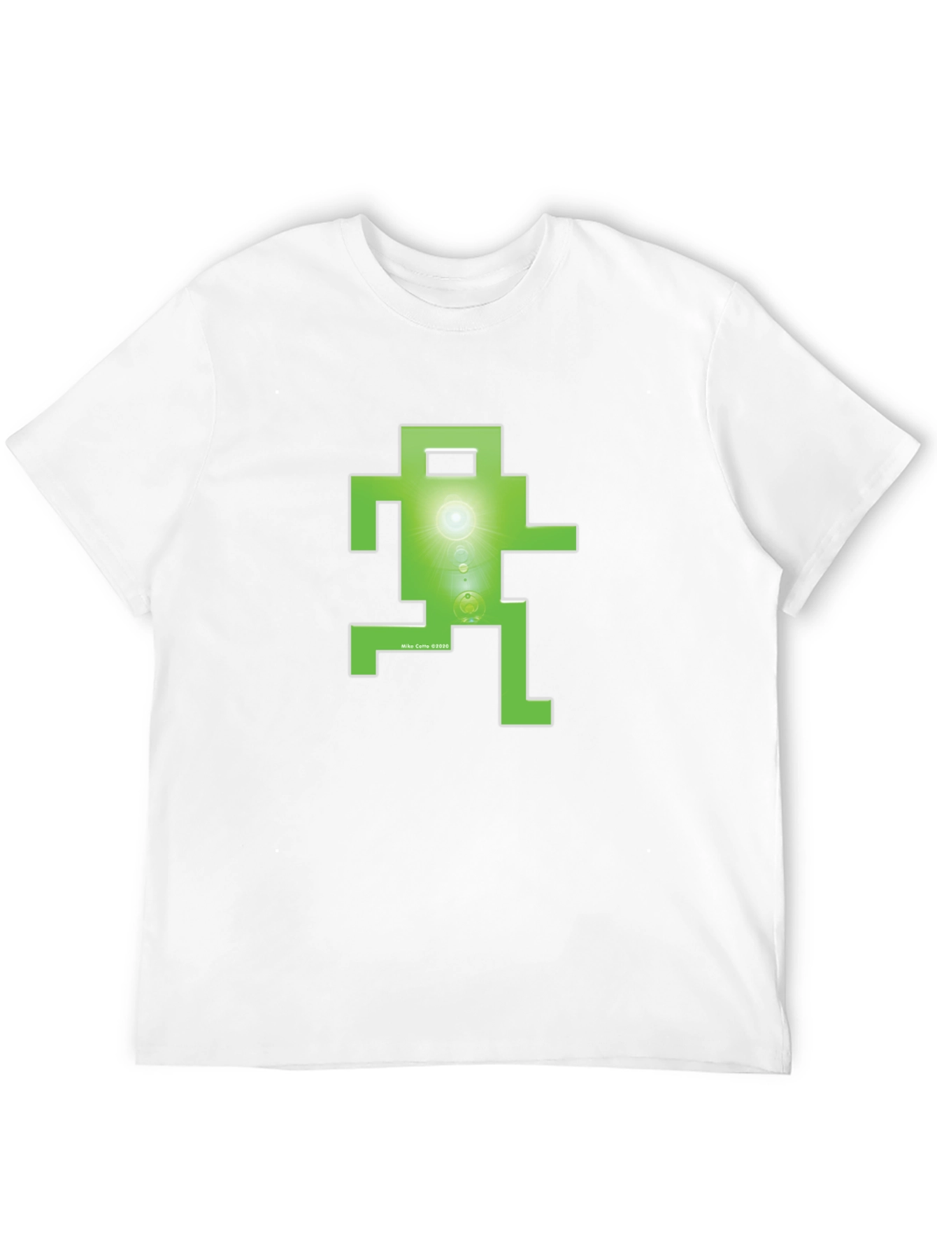 Retro Green Pixel Figure T-Shirt - Classic Gaming Style