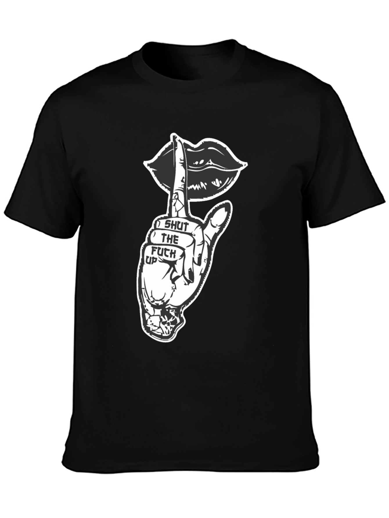 Shut Up Graphic Tee - Black Crew Neck T-Shirt