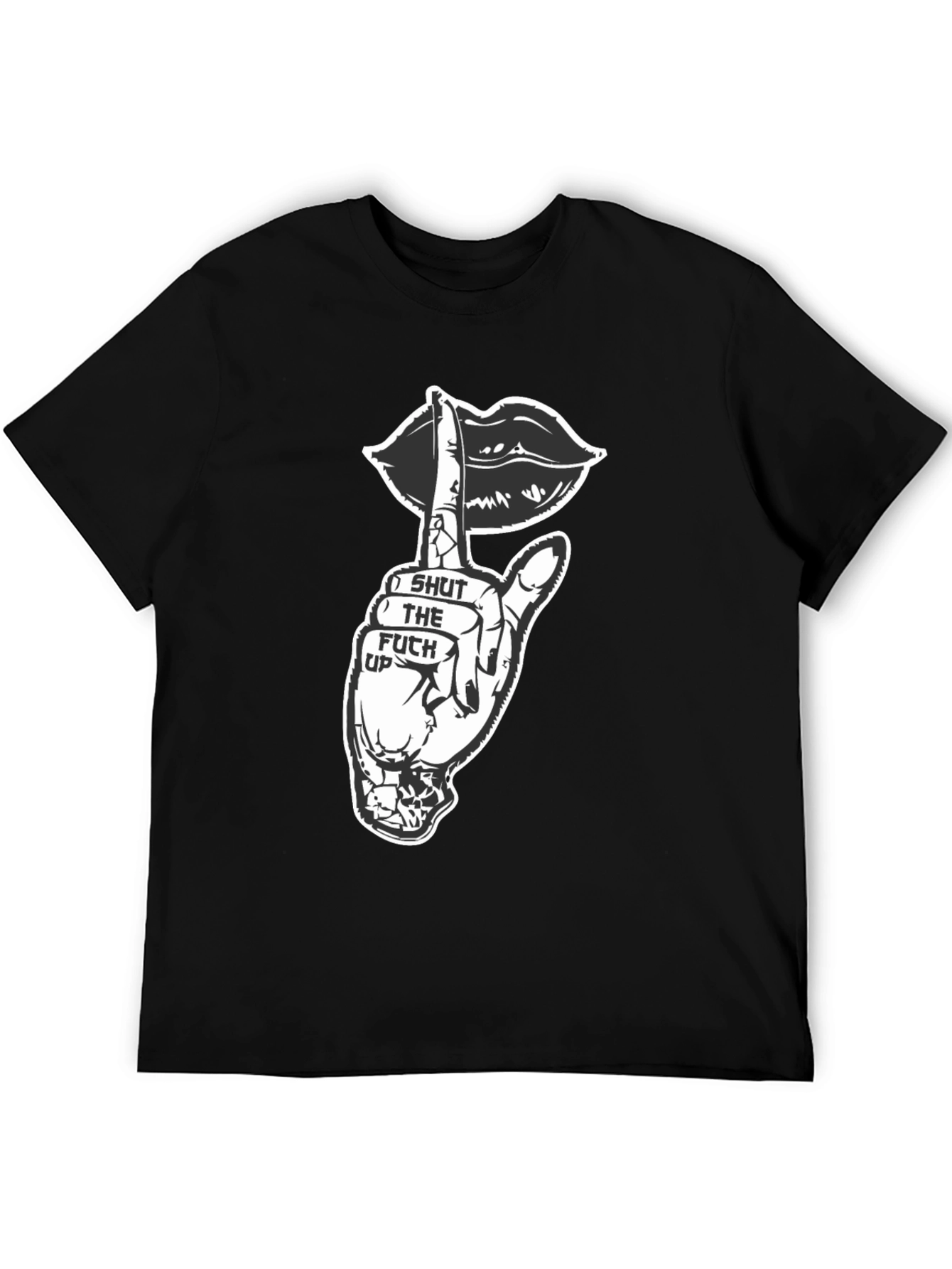 Shut Up Graphic Tee - Black Crew Neck T-Shirt