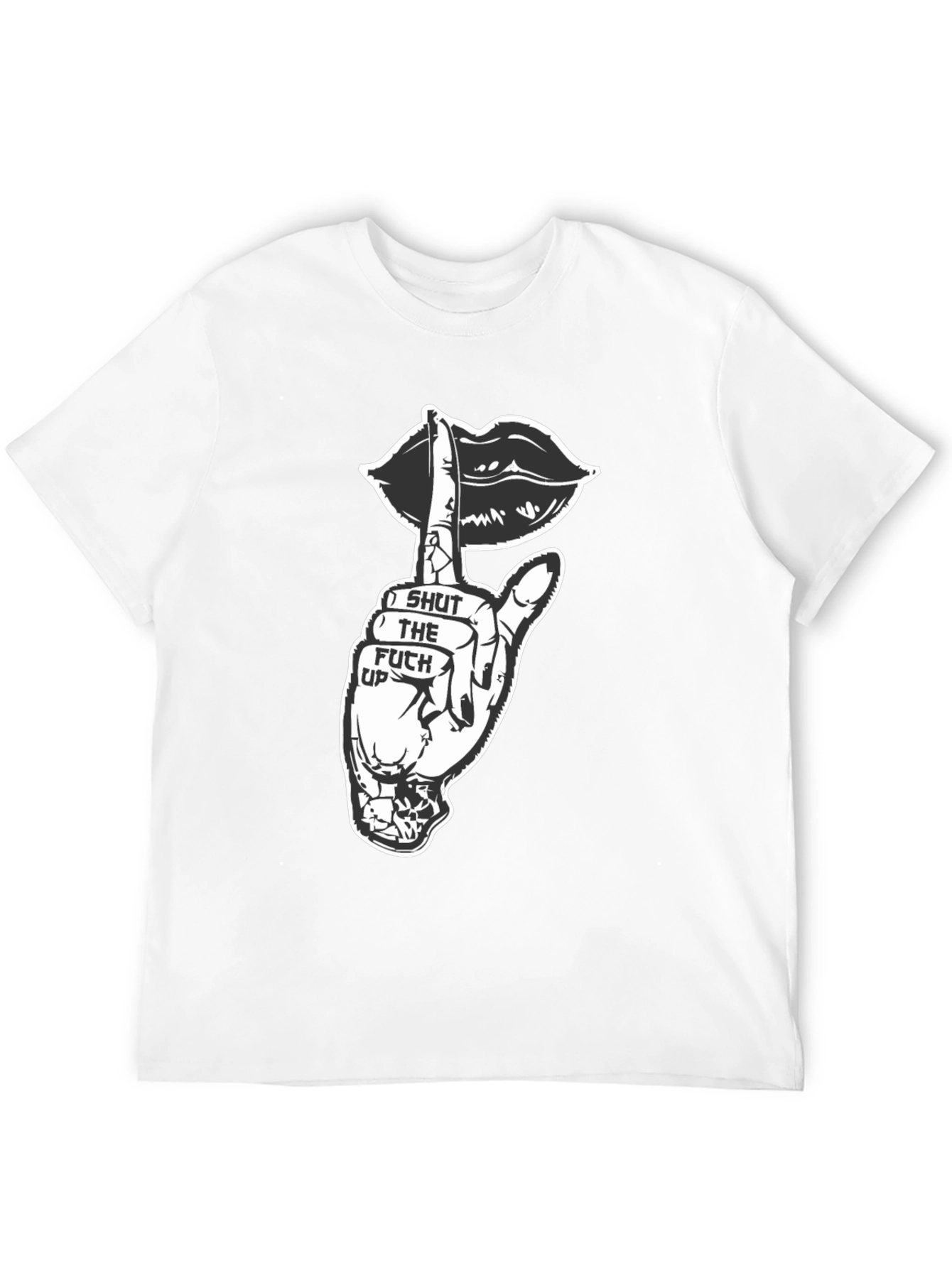 Shut Up Graphic Tee - Black Crew Neck T-Shirt