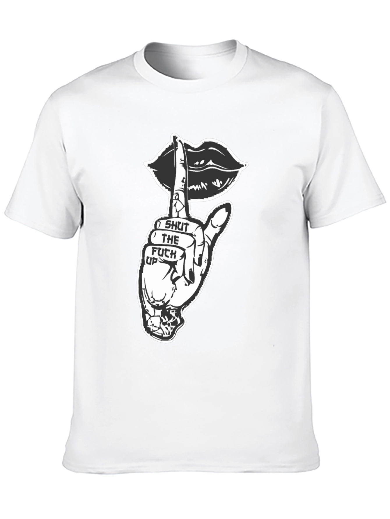 Shut Up Graphic Tee - Black Crew Neck T-Shirt