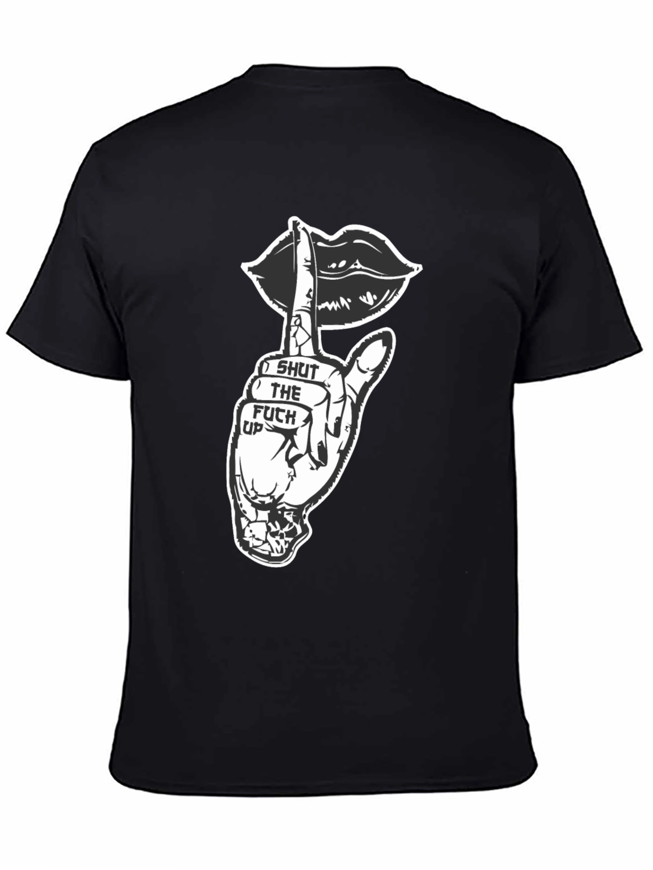 Shut Up Graphic Tee - Black Crew Neck T-Shirt