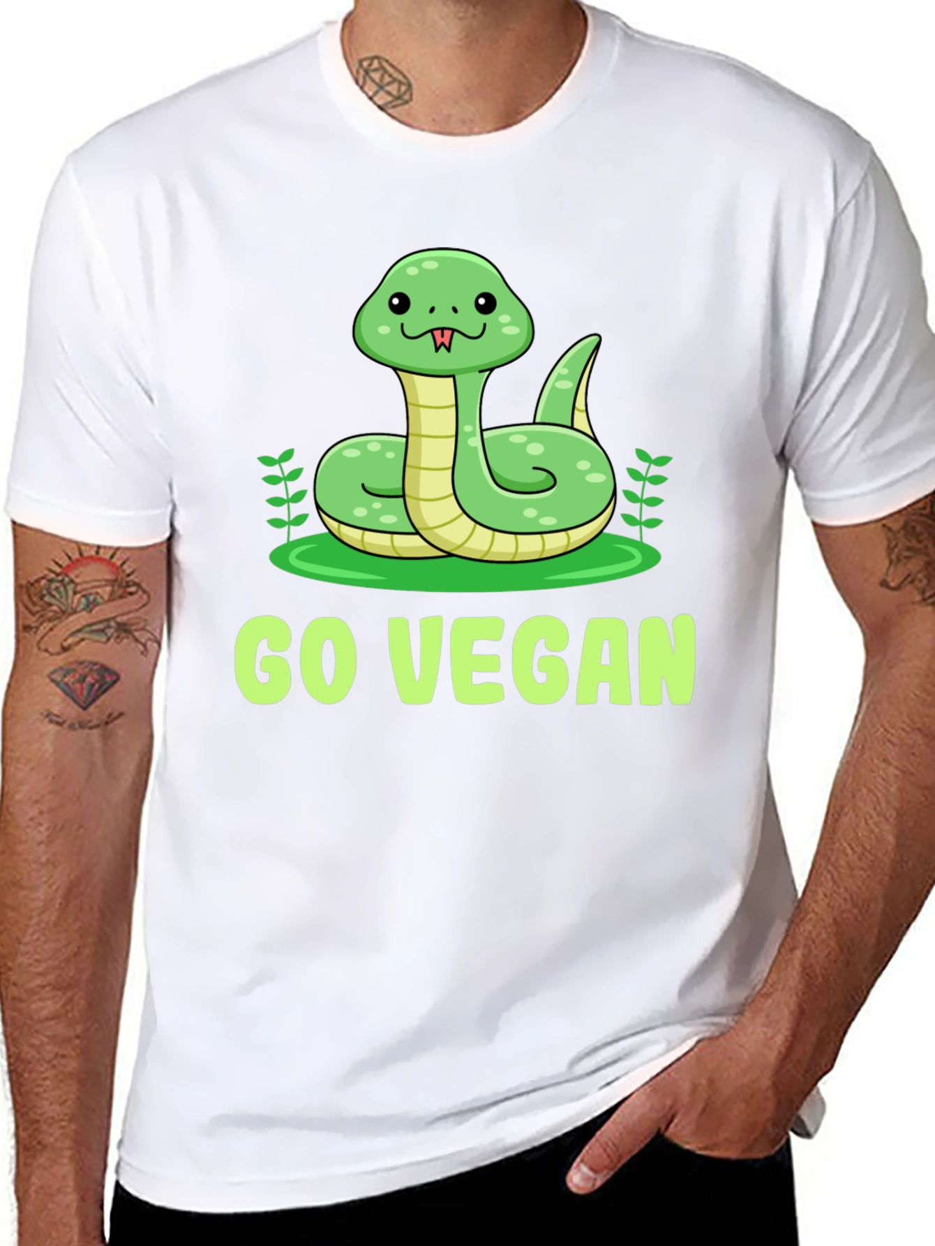 Go Vegan Snake Graphic T-Shirt
