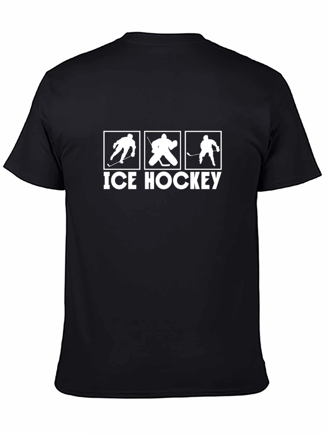 Ice Hockey Graphic Tee - Black Cotton T-Shirt
