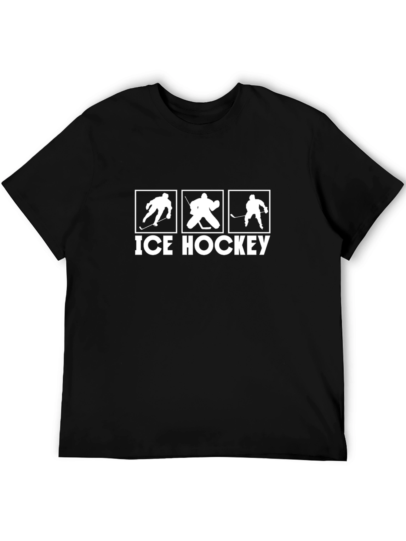 Ice Hockey Graphic Tee - Black Cotton T-Shirt
