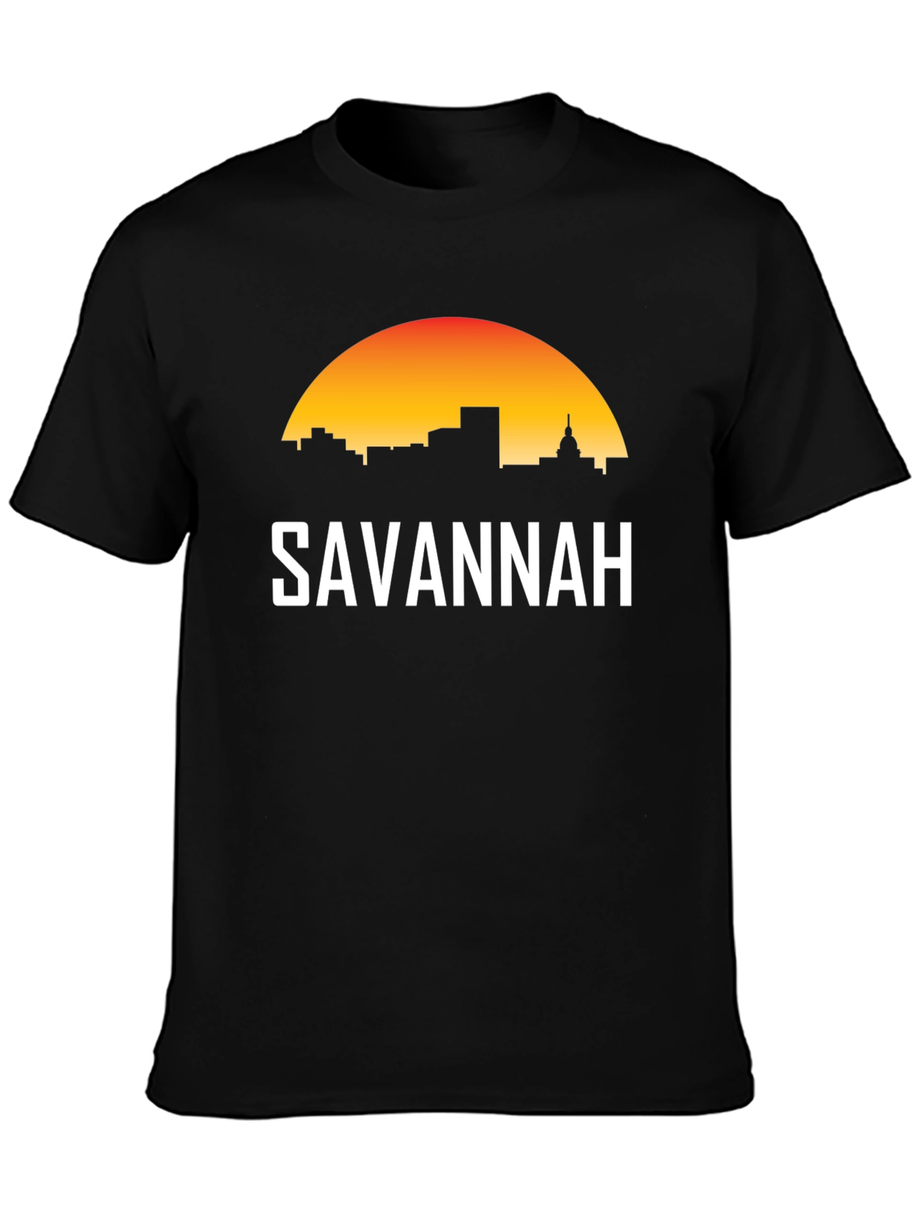 Savannah Skyline Graphic Tee - Black Cotton T-Shirt