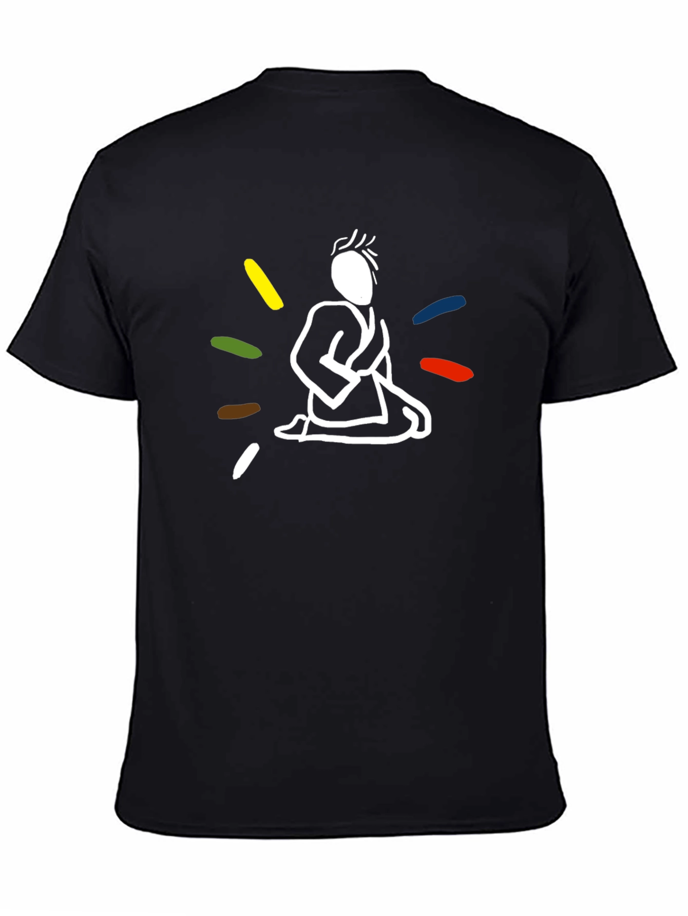 Black T-Shirt with Meditating Figure Design
