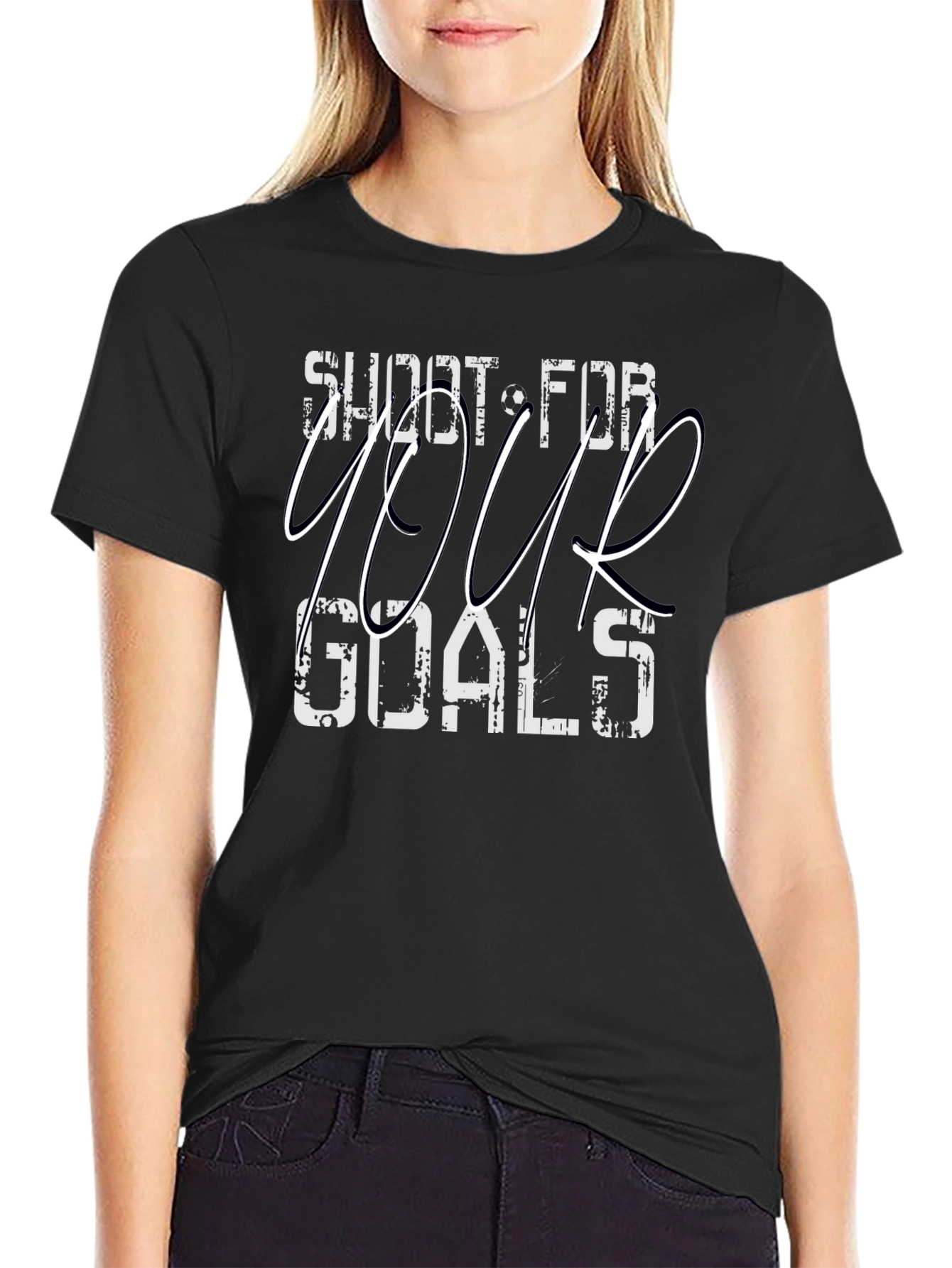 Shoot for Your Goals Black Graphic T-Shirt