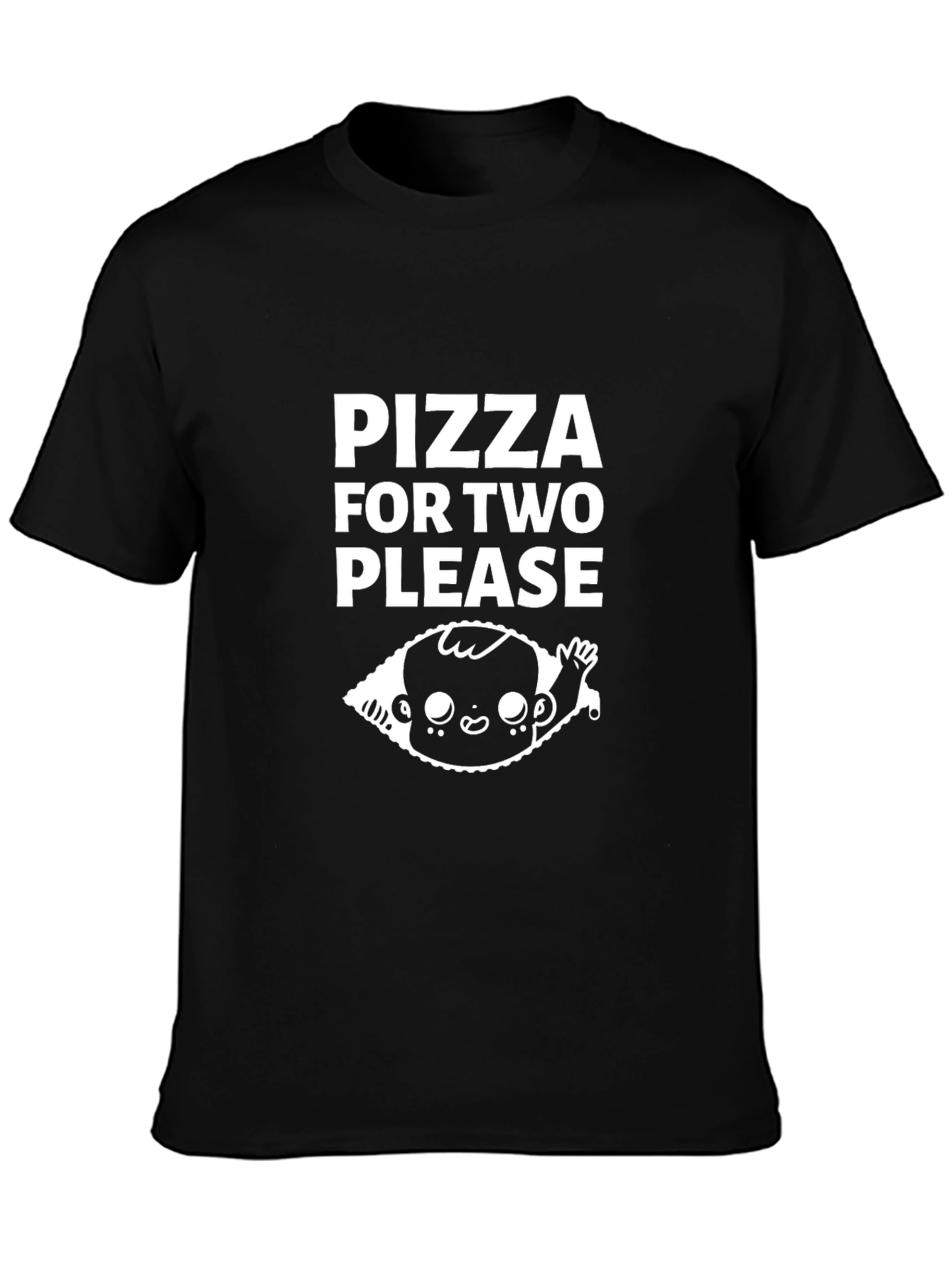 Pizza For Two Please Black Graphic Tee