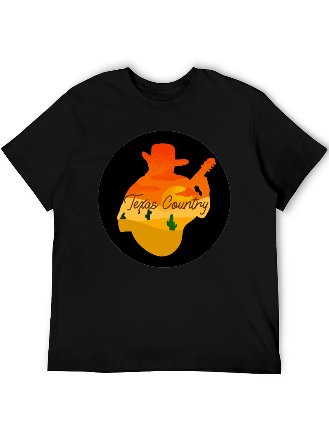 Texas Country Guitar Player Graphic Tee - Black