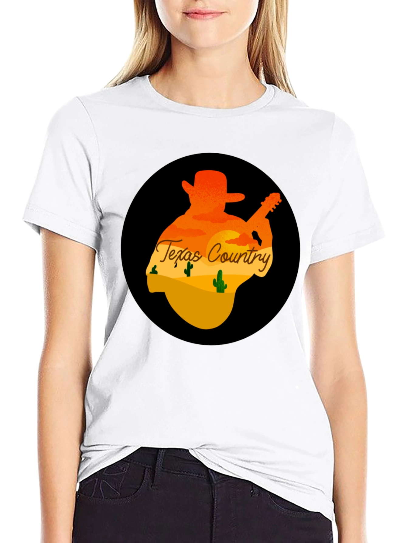Texas Country Guitar Player Graphic Tee - Black