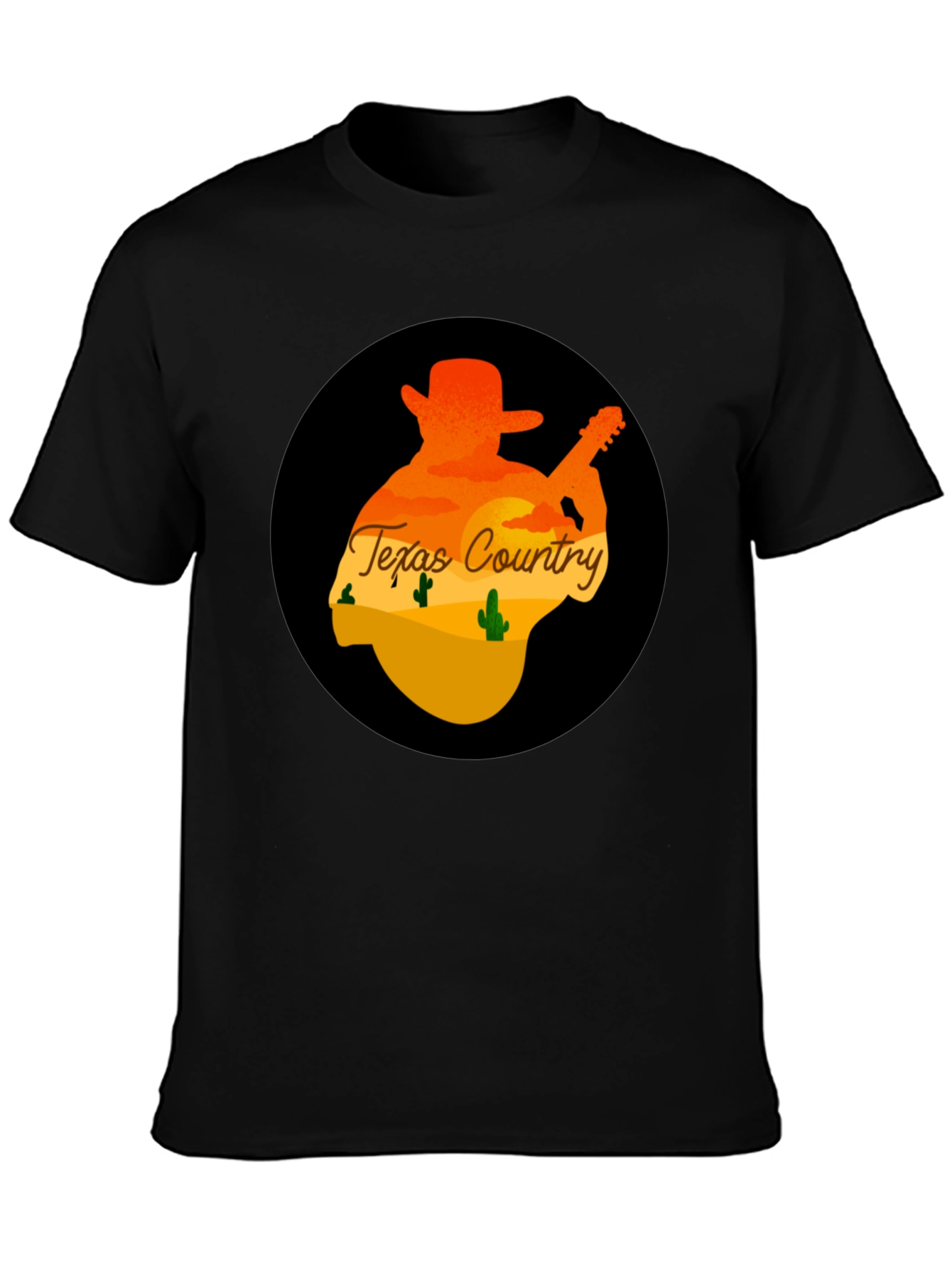 Texas Country Guitar Player Graphic Tee - Black