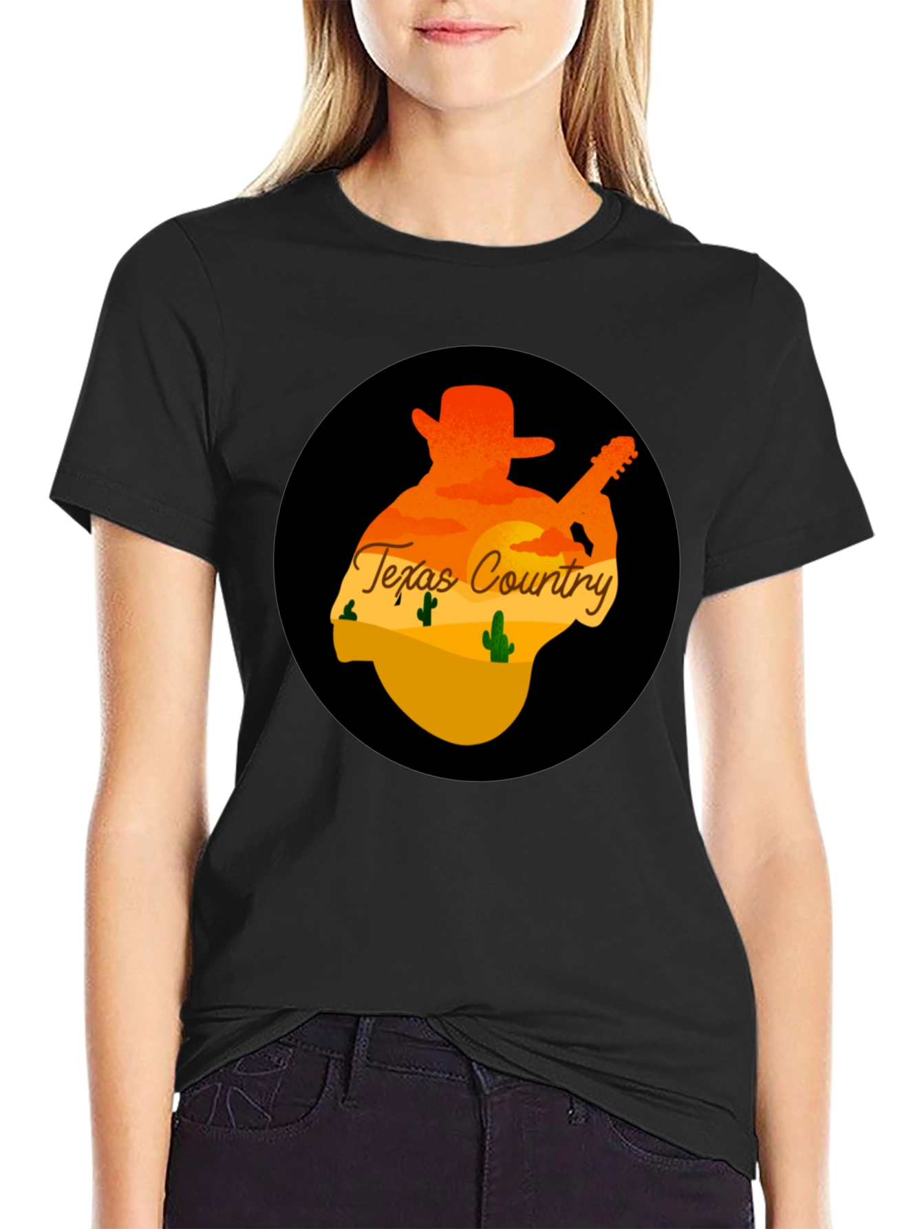 Texas Country Guitar Player Graphic Tee - Black