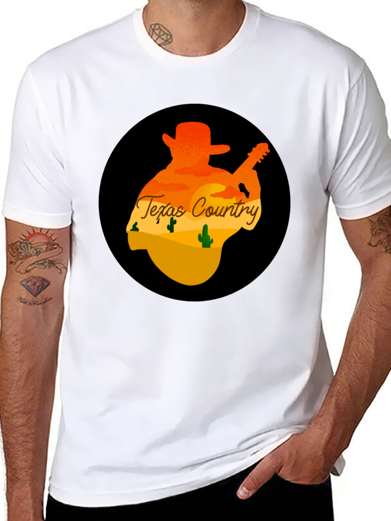 Texas Country Guitar Player Graphic Tee - Black
