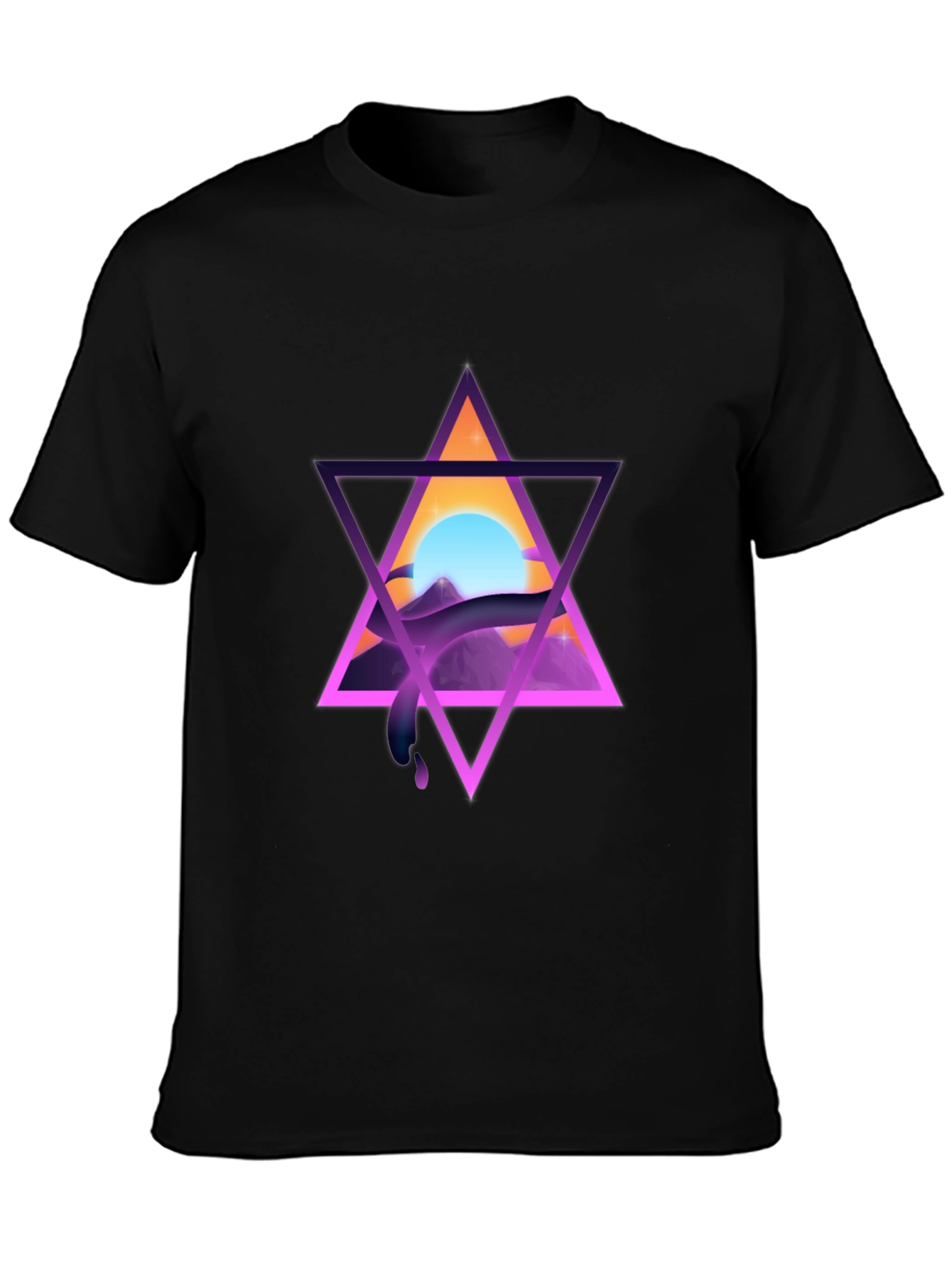 Retro Triangle Graphic Tee - Black