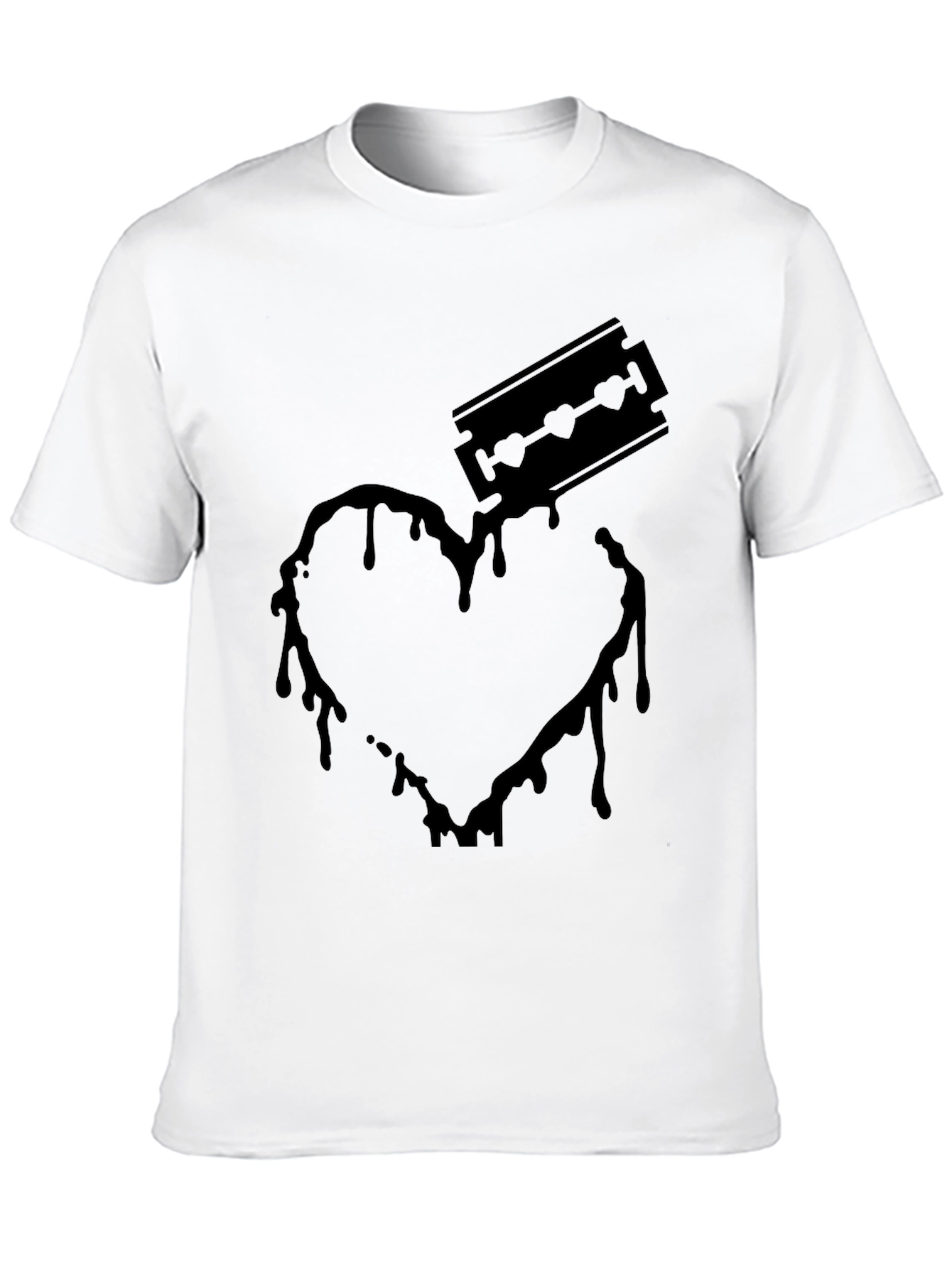 Edgy Graphic Tee: Bleeding Heart Razor Design