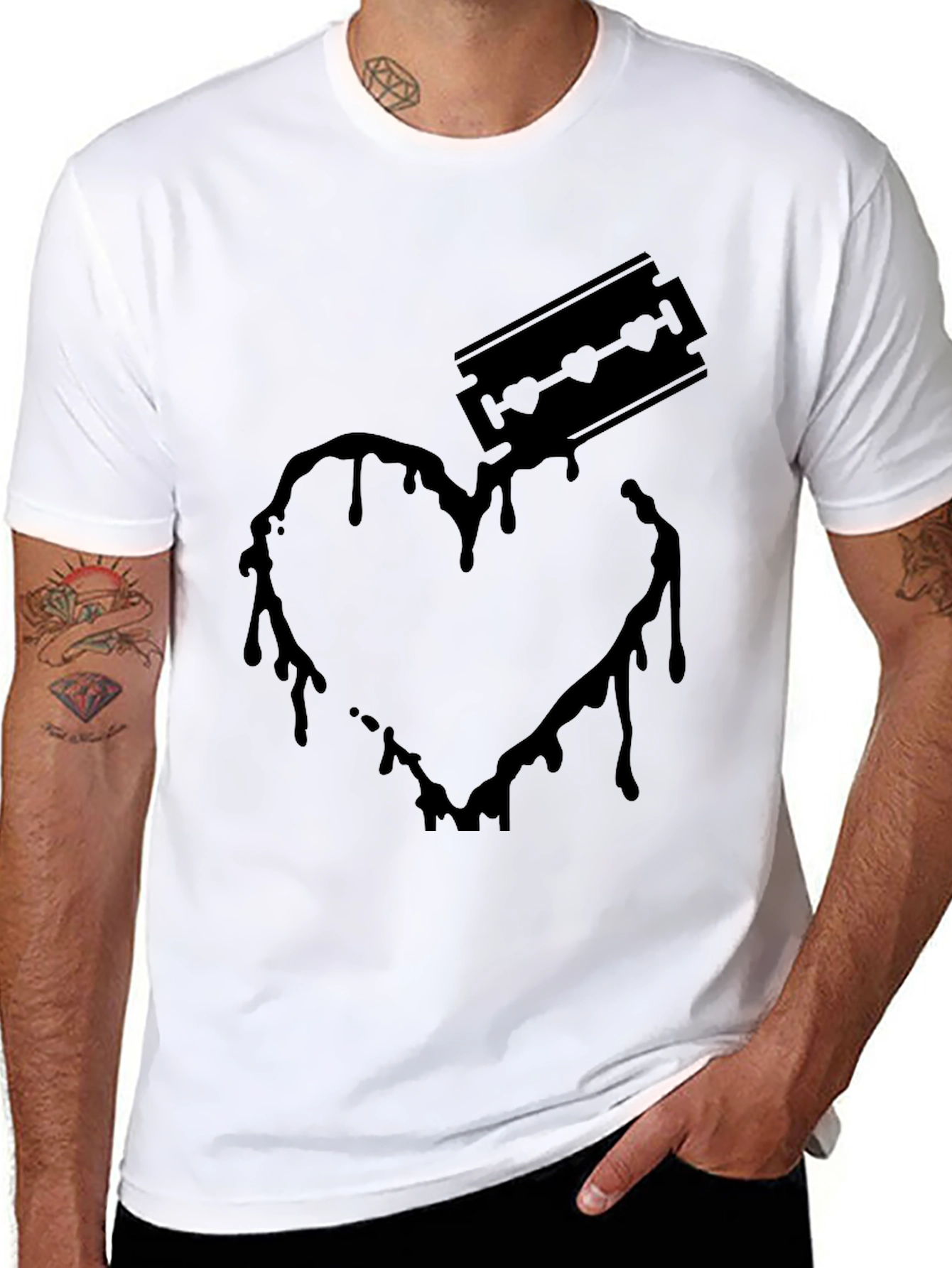Edgy Graphic Tee: Bleeding Heart Razor Design
