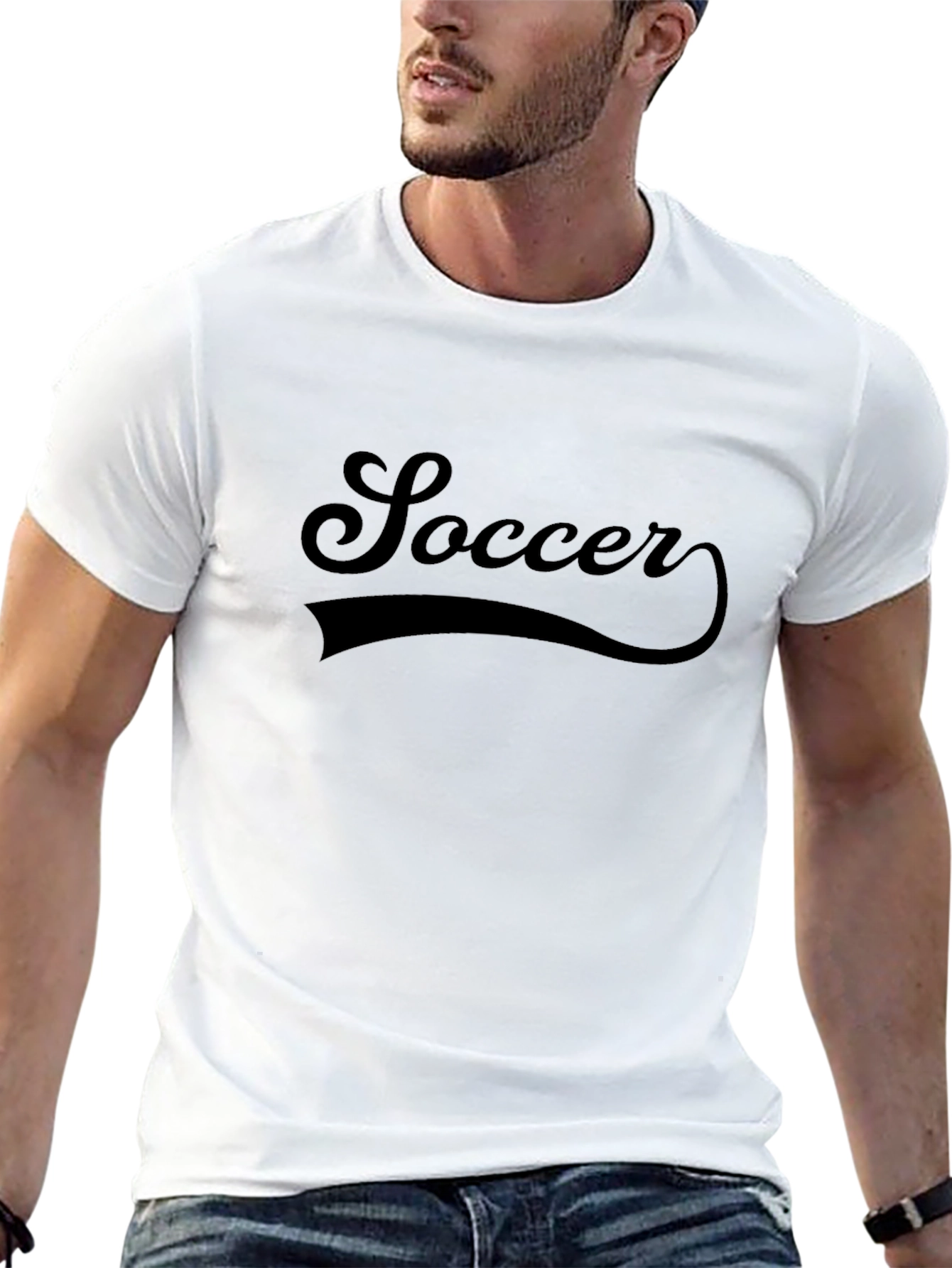 Mens Black Soccer Graphic T-Shirt